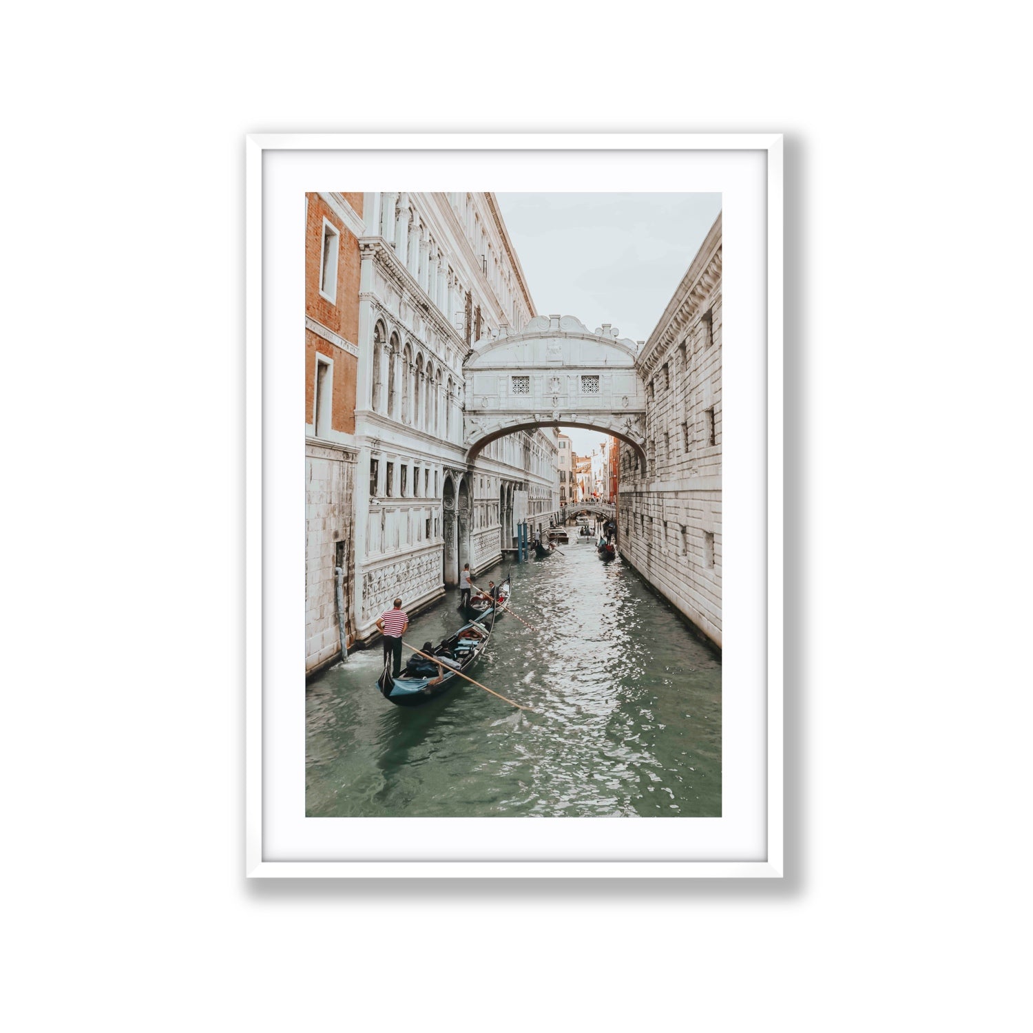 Bridge of Sighs Venice Gondola Italian wall art Extra Large fine art print in white frame with matboard