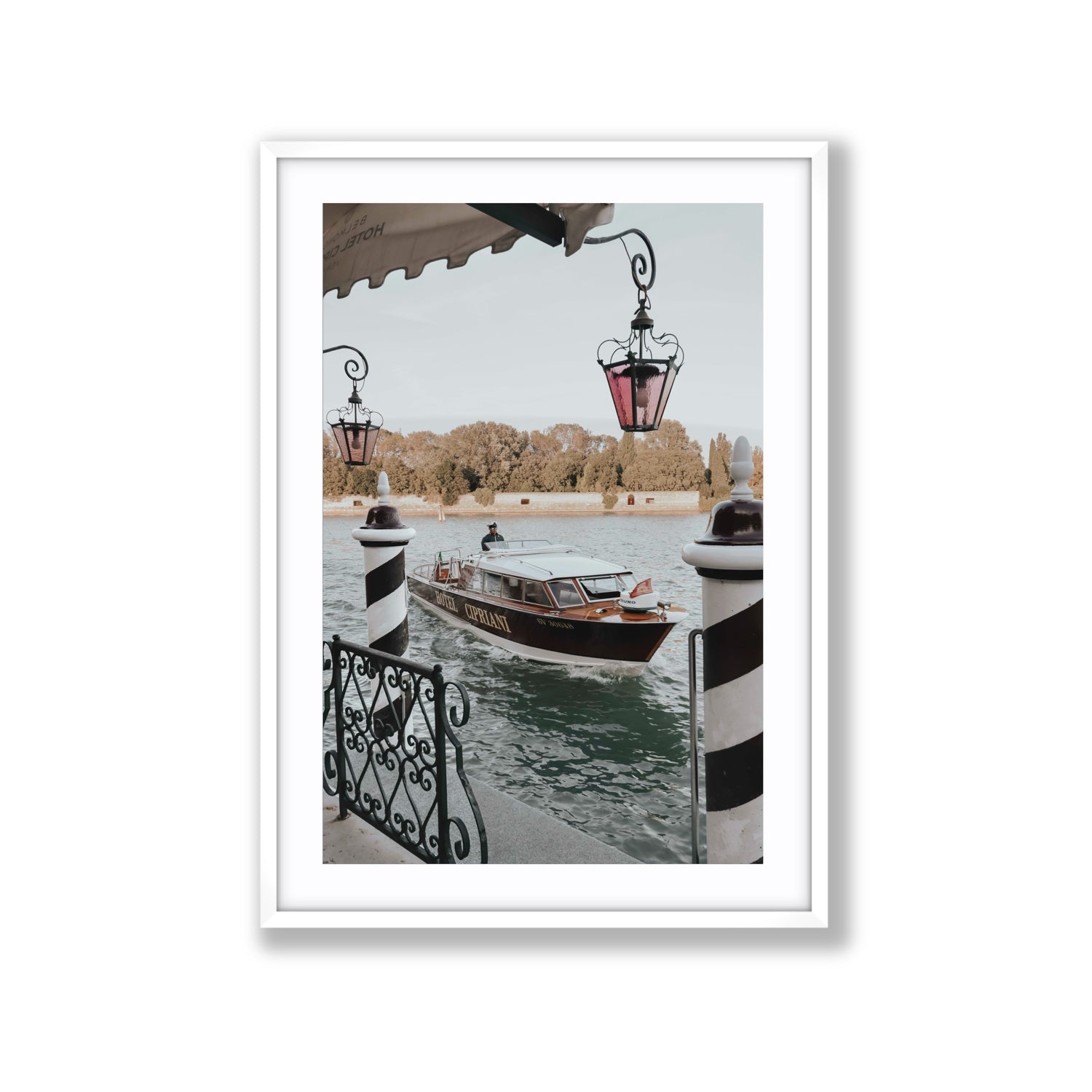 Taxi Shuttle Venice wall art Extra Large fine art print in white frame with matboard