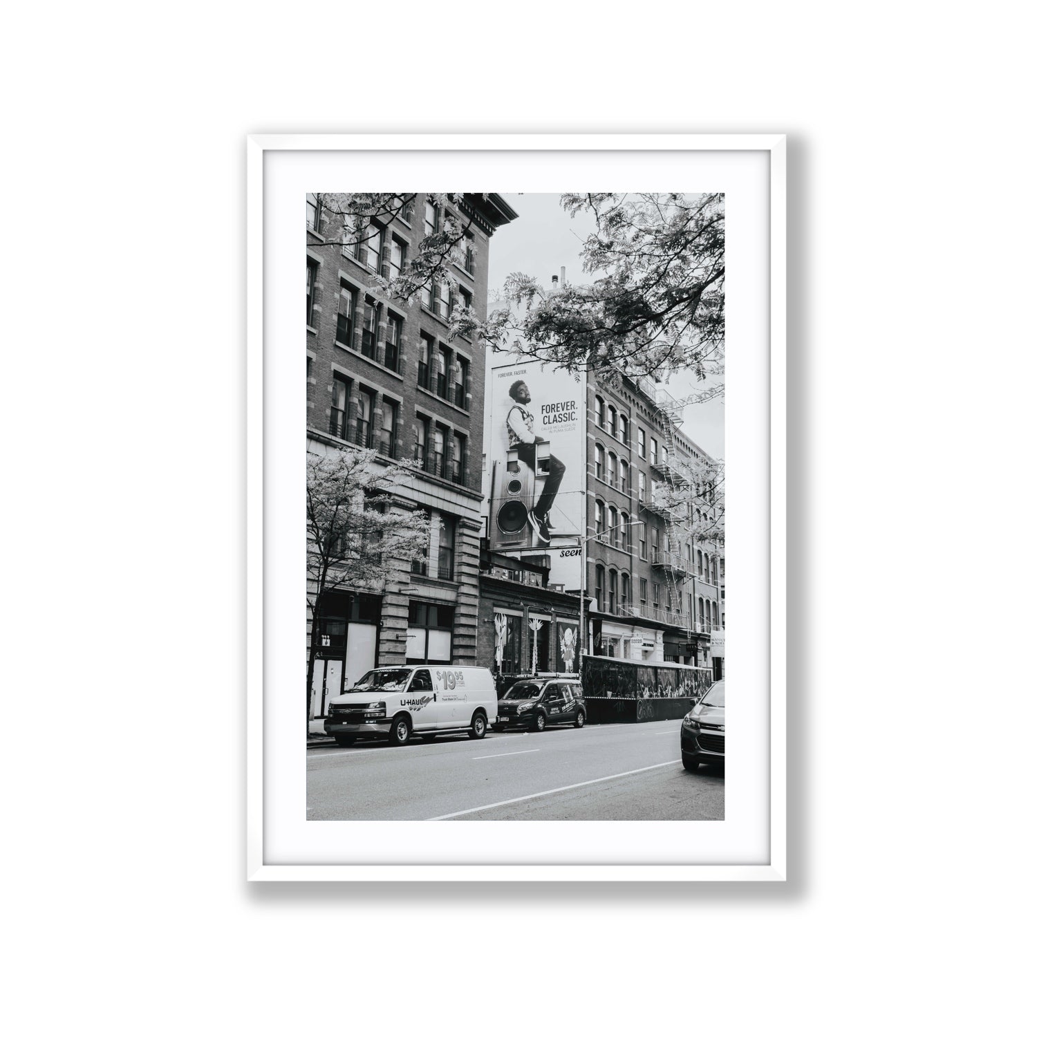 Forever Classic New York NYC Black & White wall art Extra Large fine art print in white frame with matboard