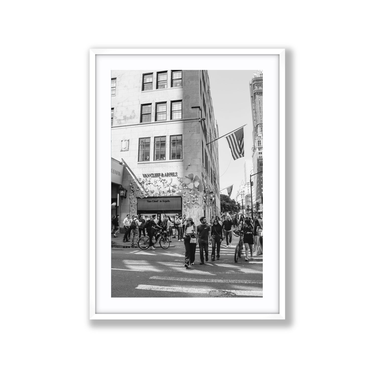 Sidewalk Shuffle New York NYC Black & White wall art Extra Large fine art print in white frame with matboard