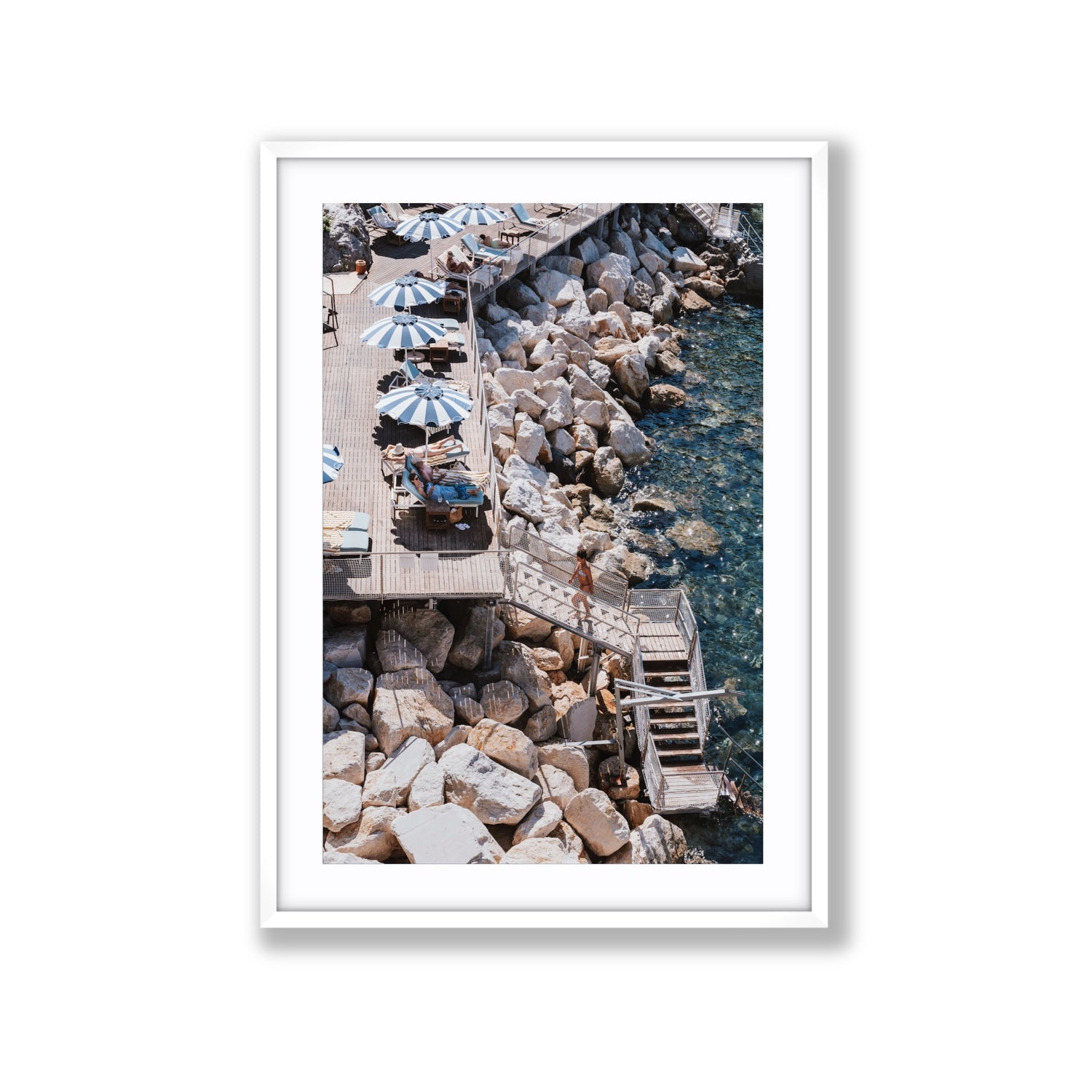 Life On The Shore fine art print, Ischia, Italy, Extra Large, White Frame · Matboard, Fine Art Print