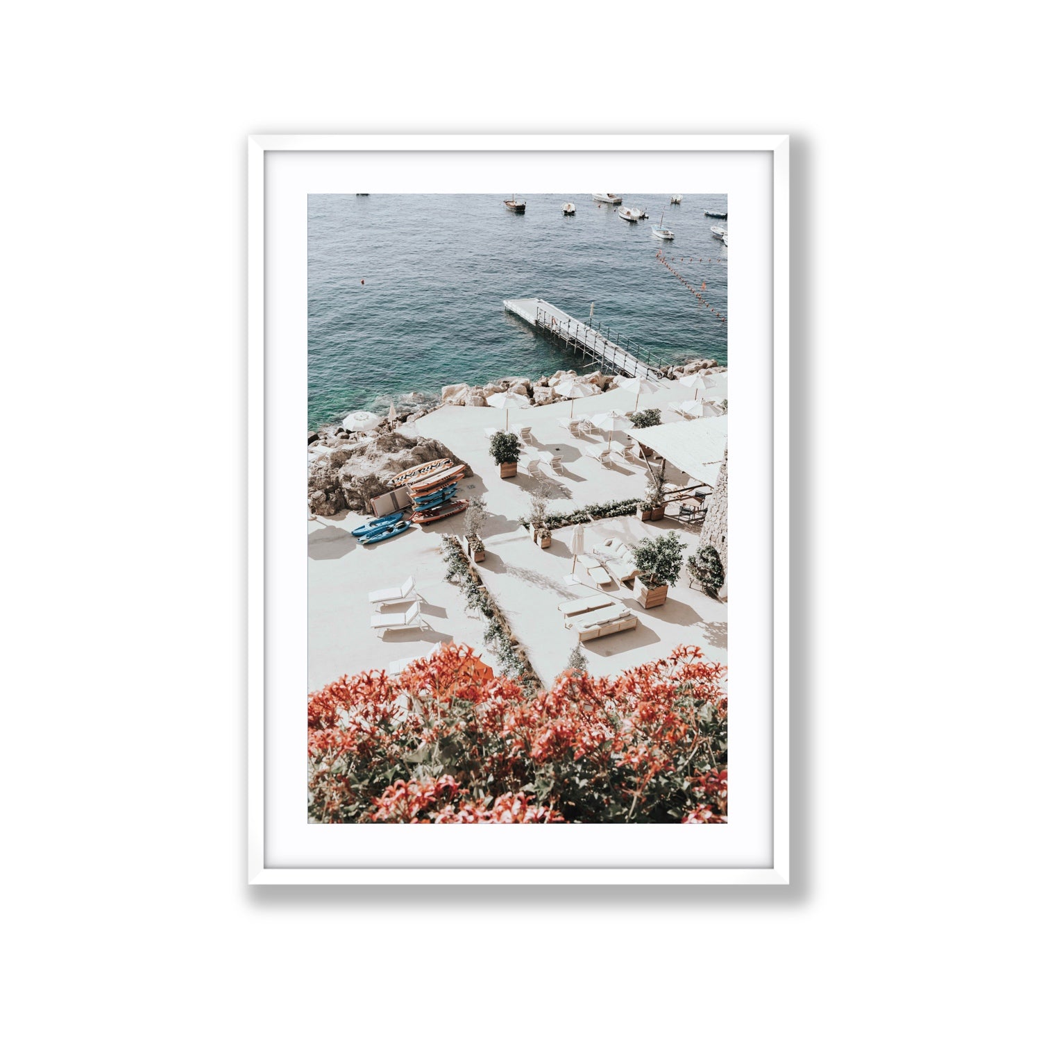 A Work of Art Amalfi coastal wall art Extra Large fine art print in white frame with matboard