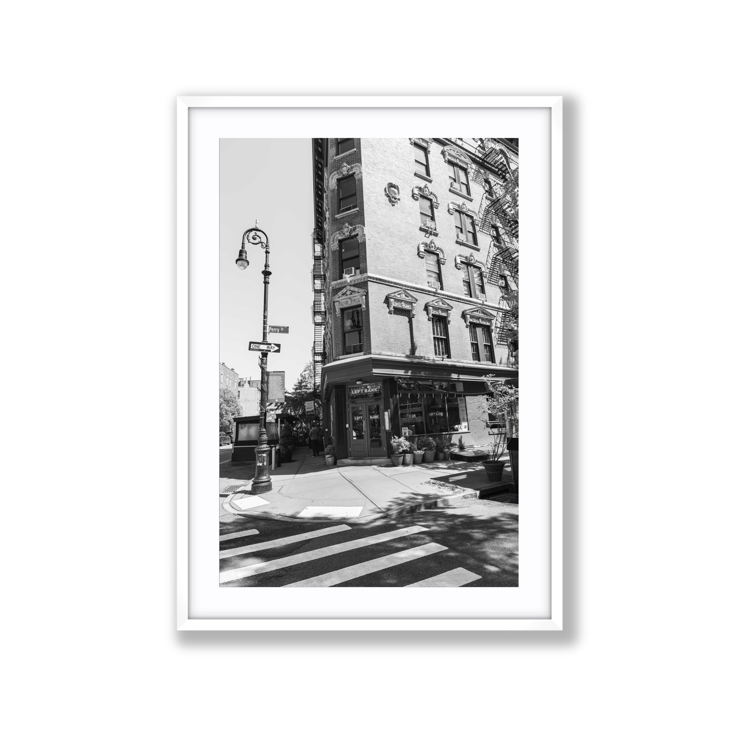 Parisian On Perry New York NYC Black & White wall art Extra Large fine art print in white frame with matboard