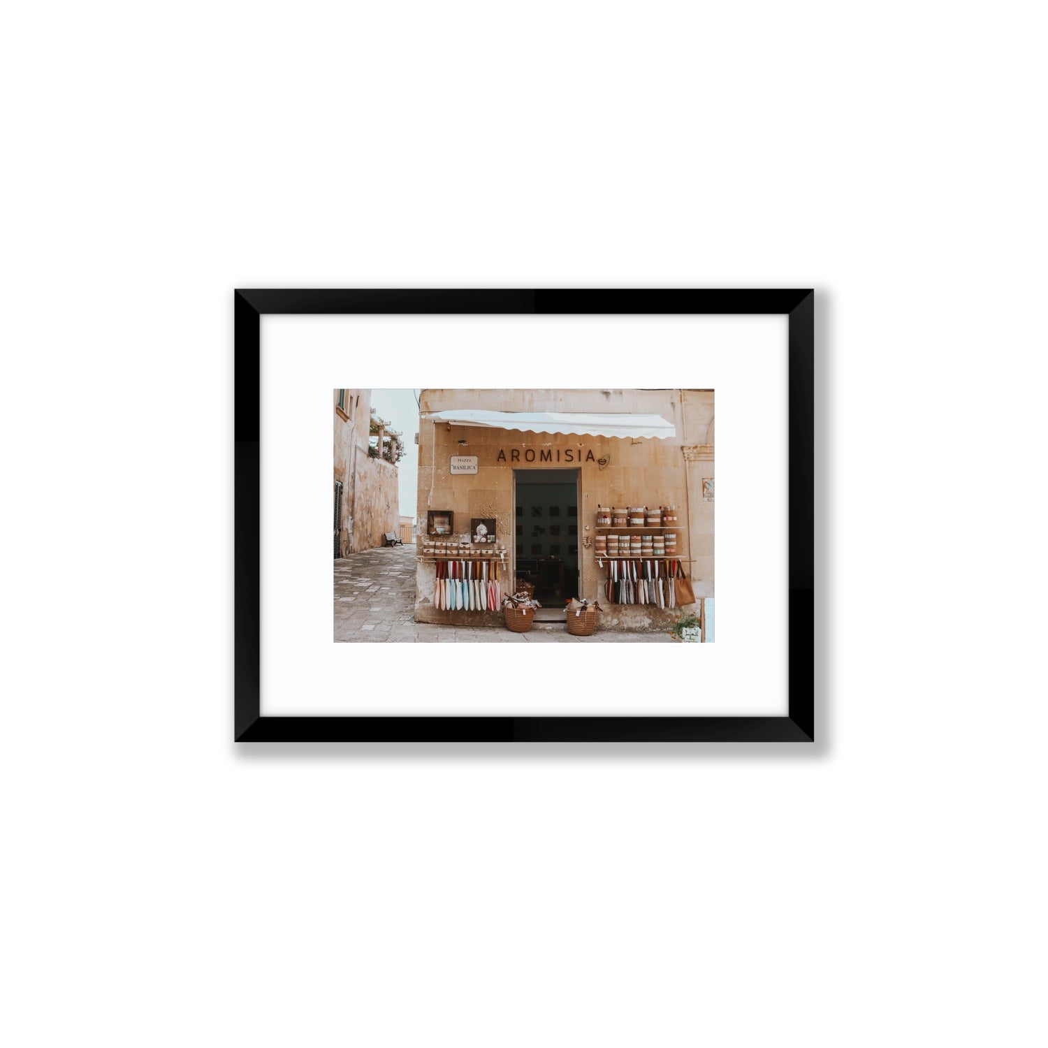 Aromisia Puglia Otranto Italian wall art Small fine art print in black frame with matboard