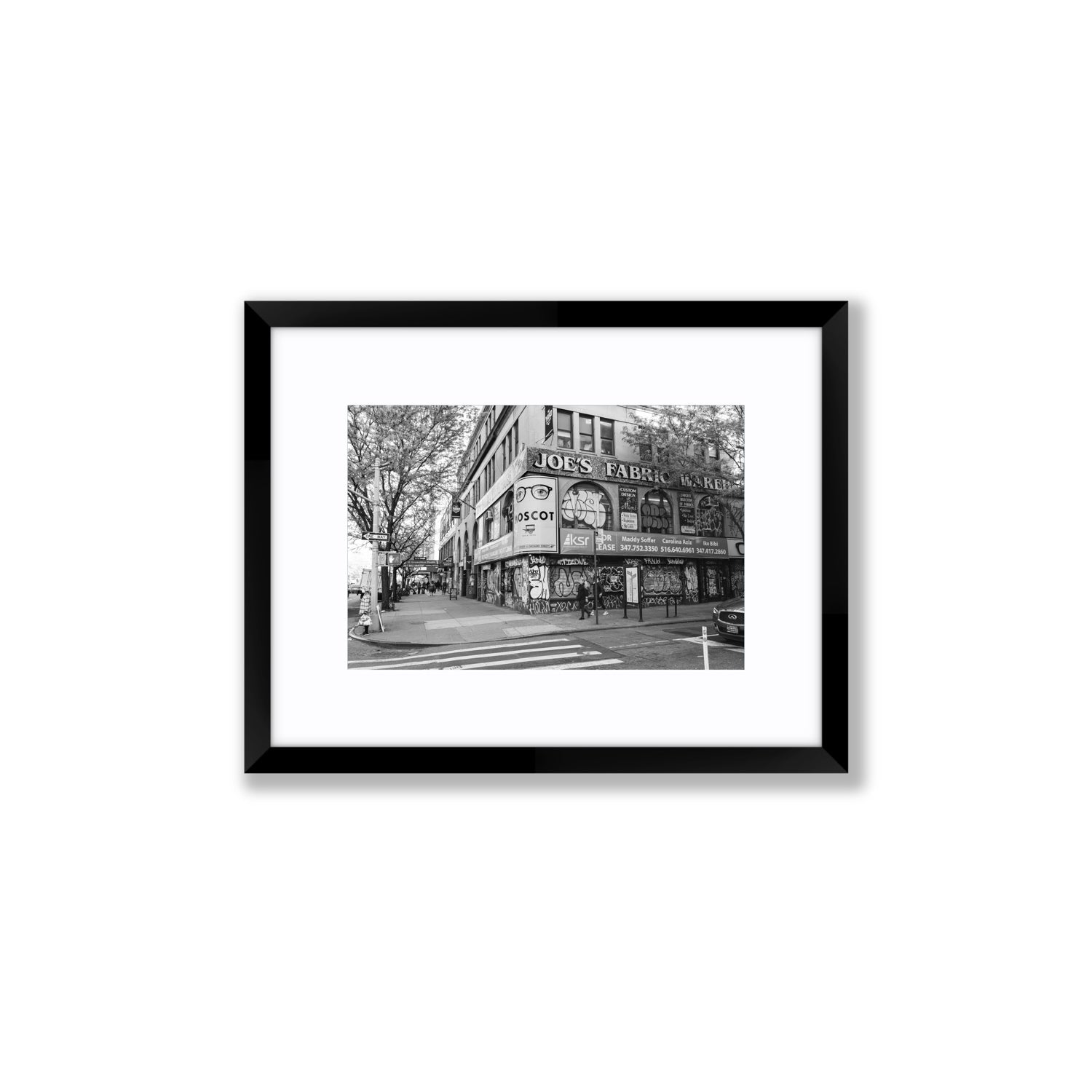 Wall Poetry New York NYC Black & White wall art Small fine art print in black frame with matboard