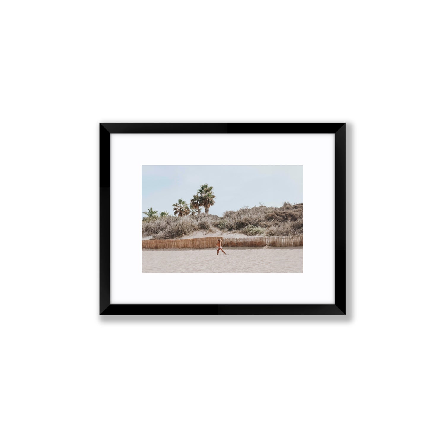 Ragazza Da Spiaggia Puglia beach Italian fine art print Small fine art print in black frame with matboard