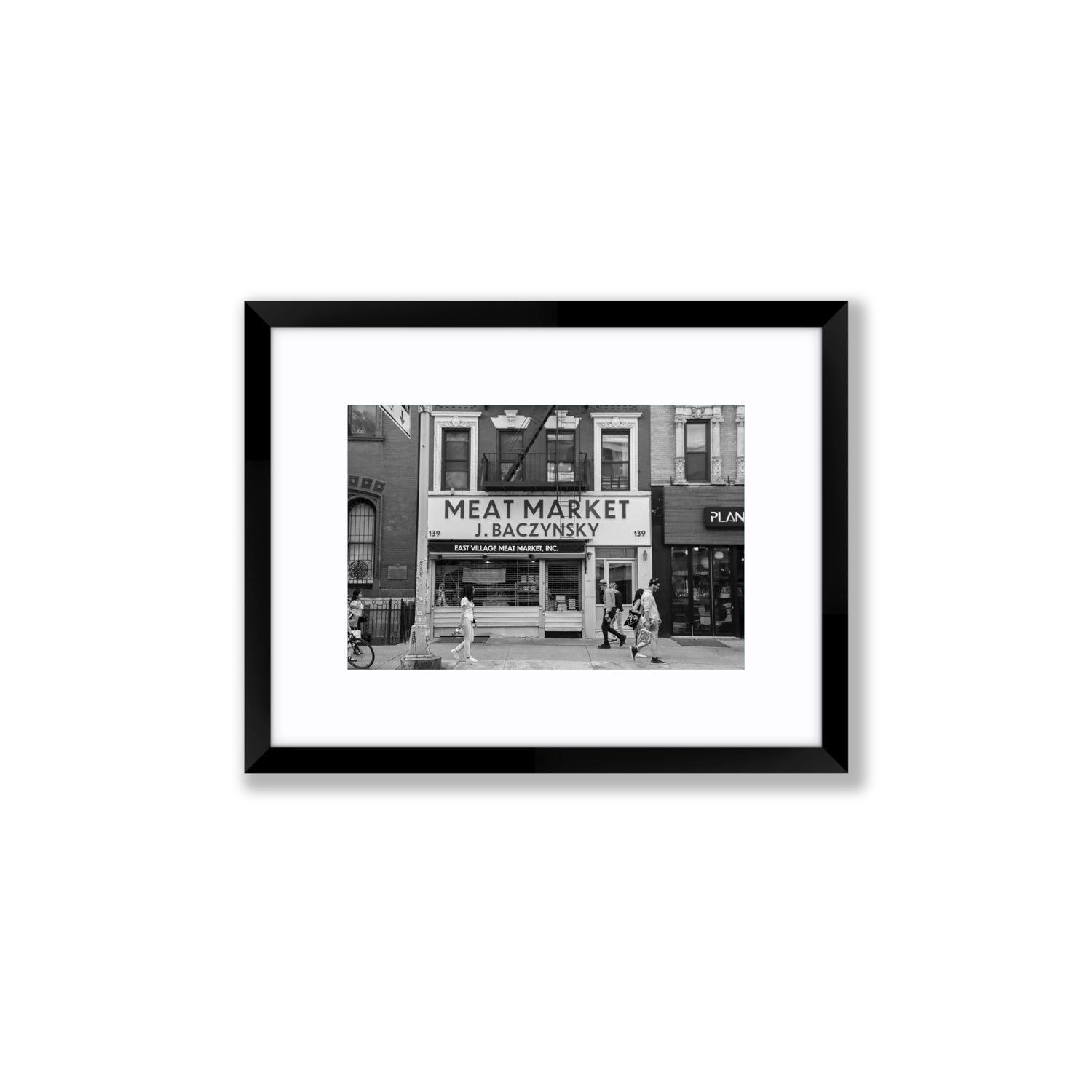 Meat District New York NYC Black & White wall art Small fine art print in black frame with matboard