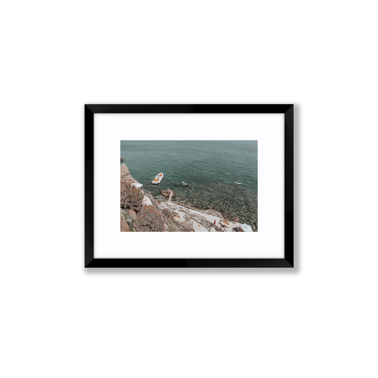 The Lagoon Tuscany coastal Italian wall art Small fine art print in black frame with matboard