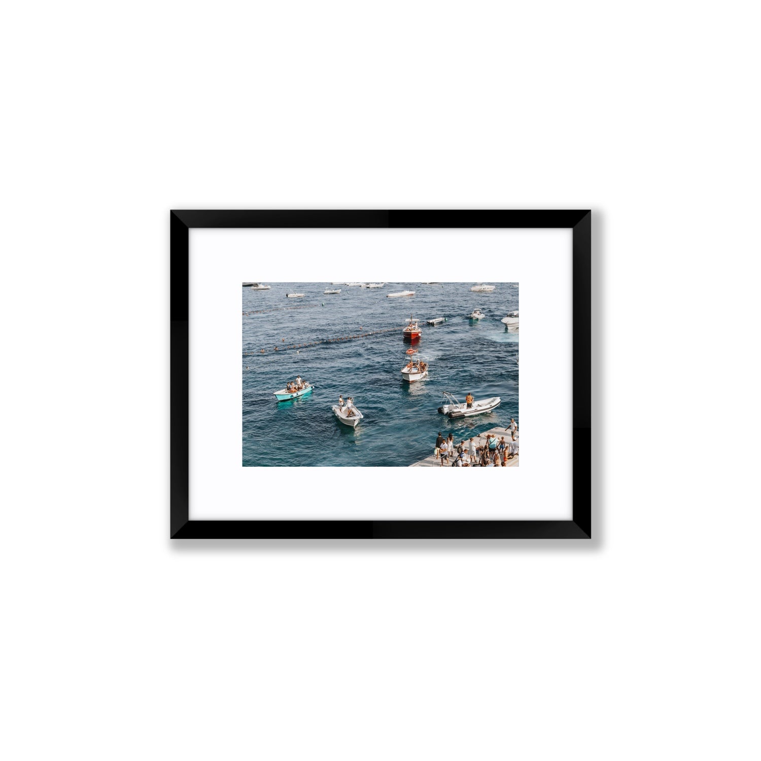 Nautical Parade Positano wall art Small fine art print in black frame with matboard