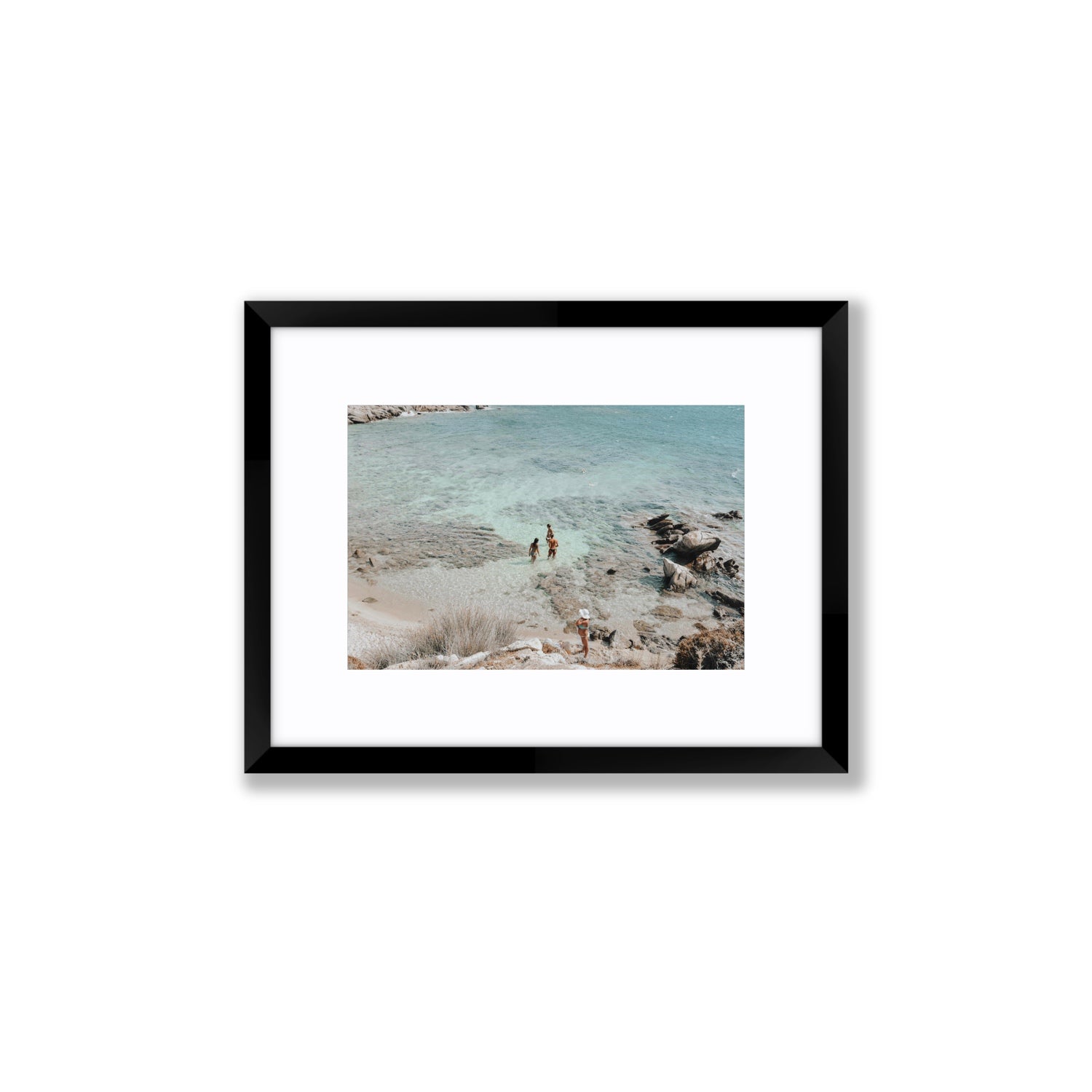 Easy On The Eyes Mykonos Greek island wall art Small fine art print in black frame with matboard