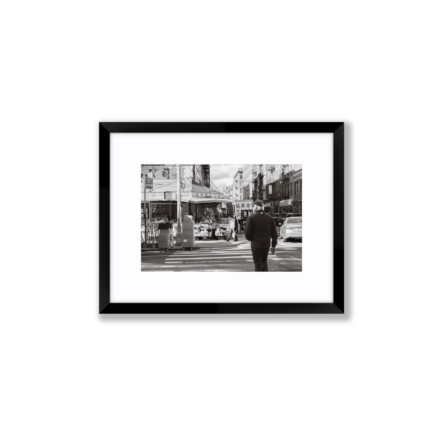 Chinatown New York NYC Street wall art Small fine art print in black frame with matboard