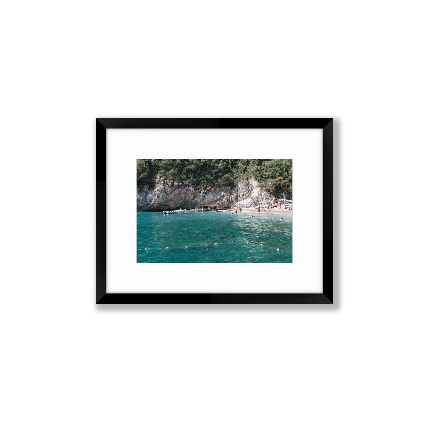 Azure Abyss Nerano wall art Small fine art print in black frame with matboard