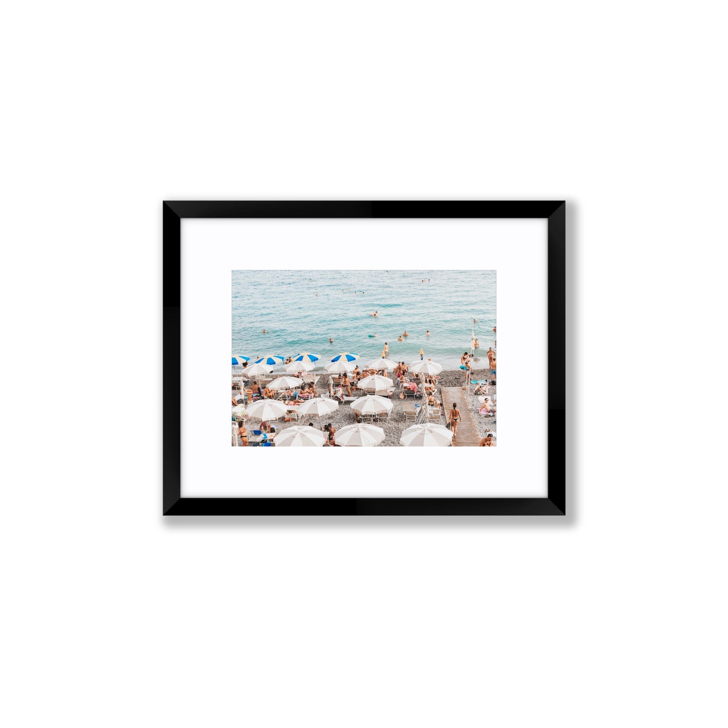 Dreamscape Amalfi Italian beach wall art Small fine art print in black frame with matboard