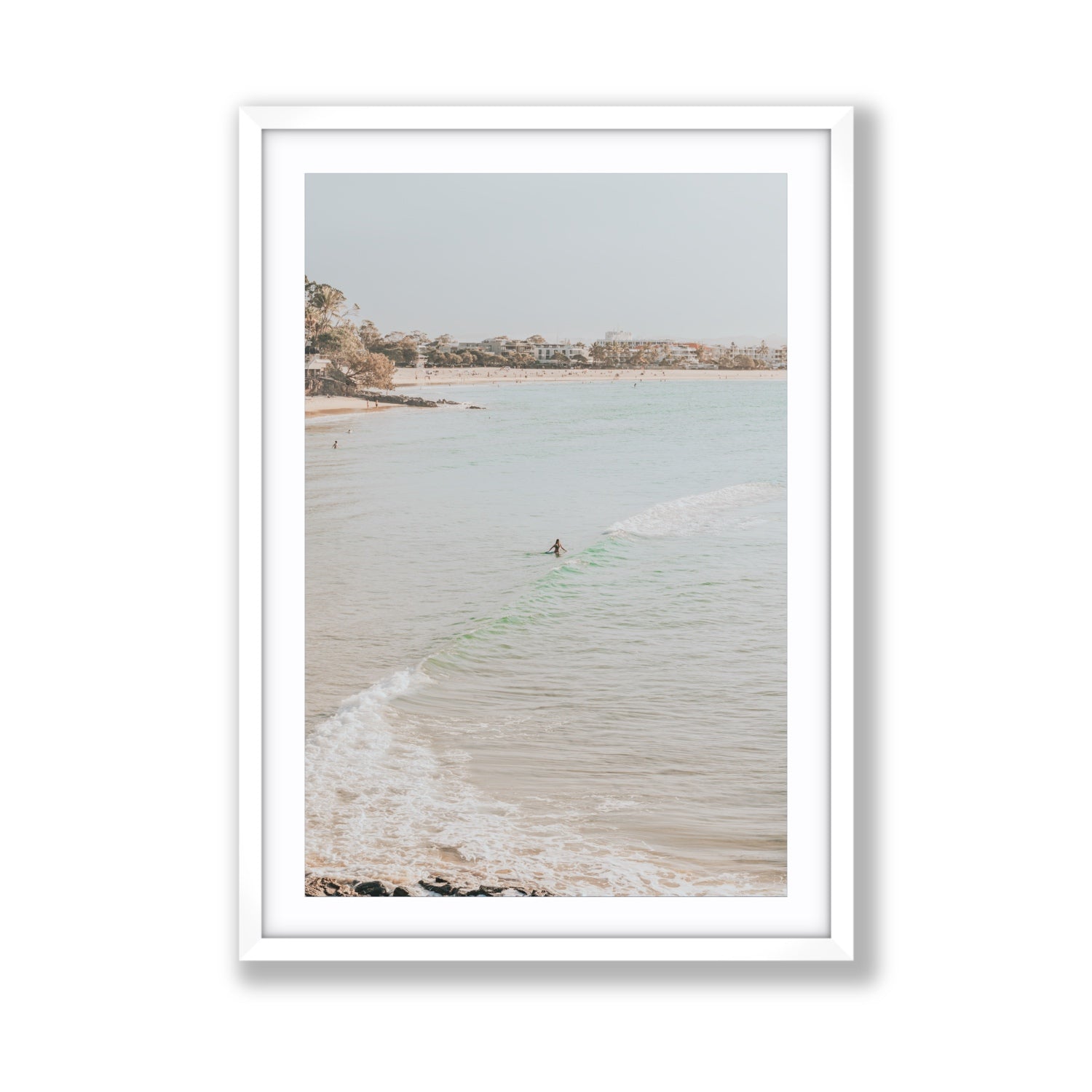 Salt Reverie fine art print, Noosa, Australia, coastal scenes artwork, Giant, White Frame · Matboard, Fine Art Print