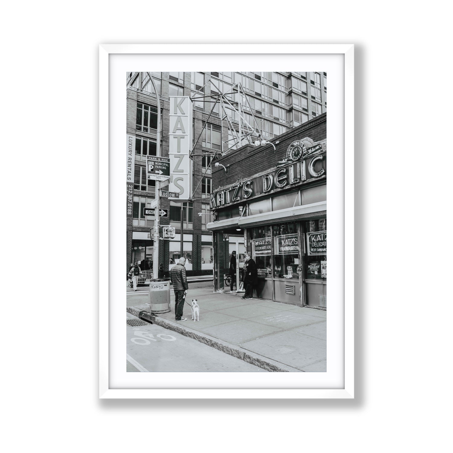 Graphite Gotham New York NYC Black & White wall art Giant fine art print in white frame with matboard