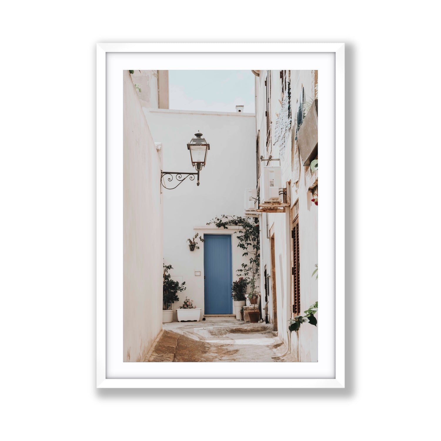 Entry Envy Puglia Ostuni wall art Giant fine art print in white frame with matboard