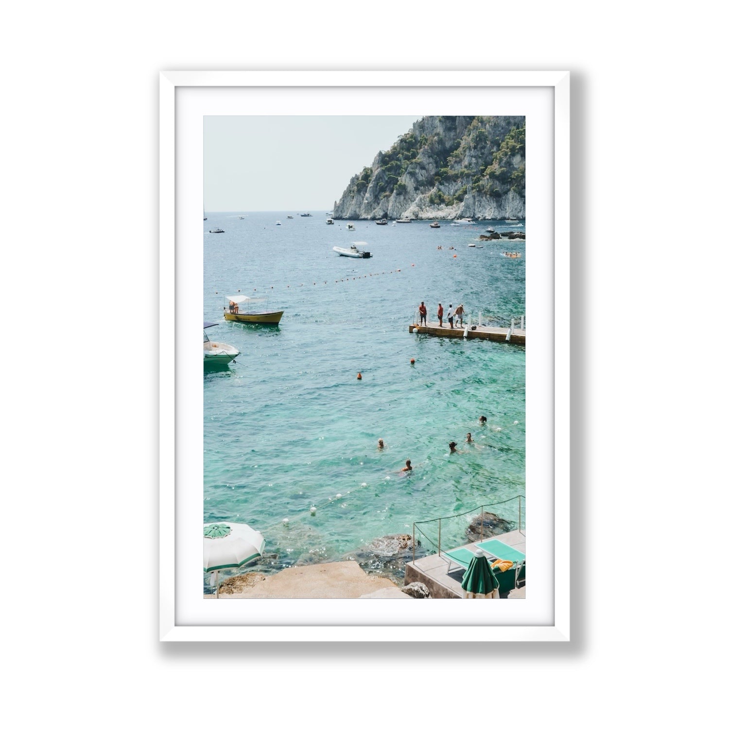 Delizia Pomeridiana Capri coastal wall art Giant fine art print in white frame with matboard