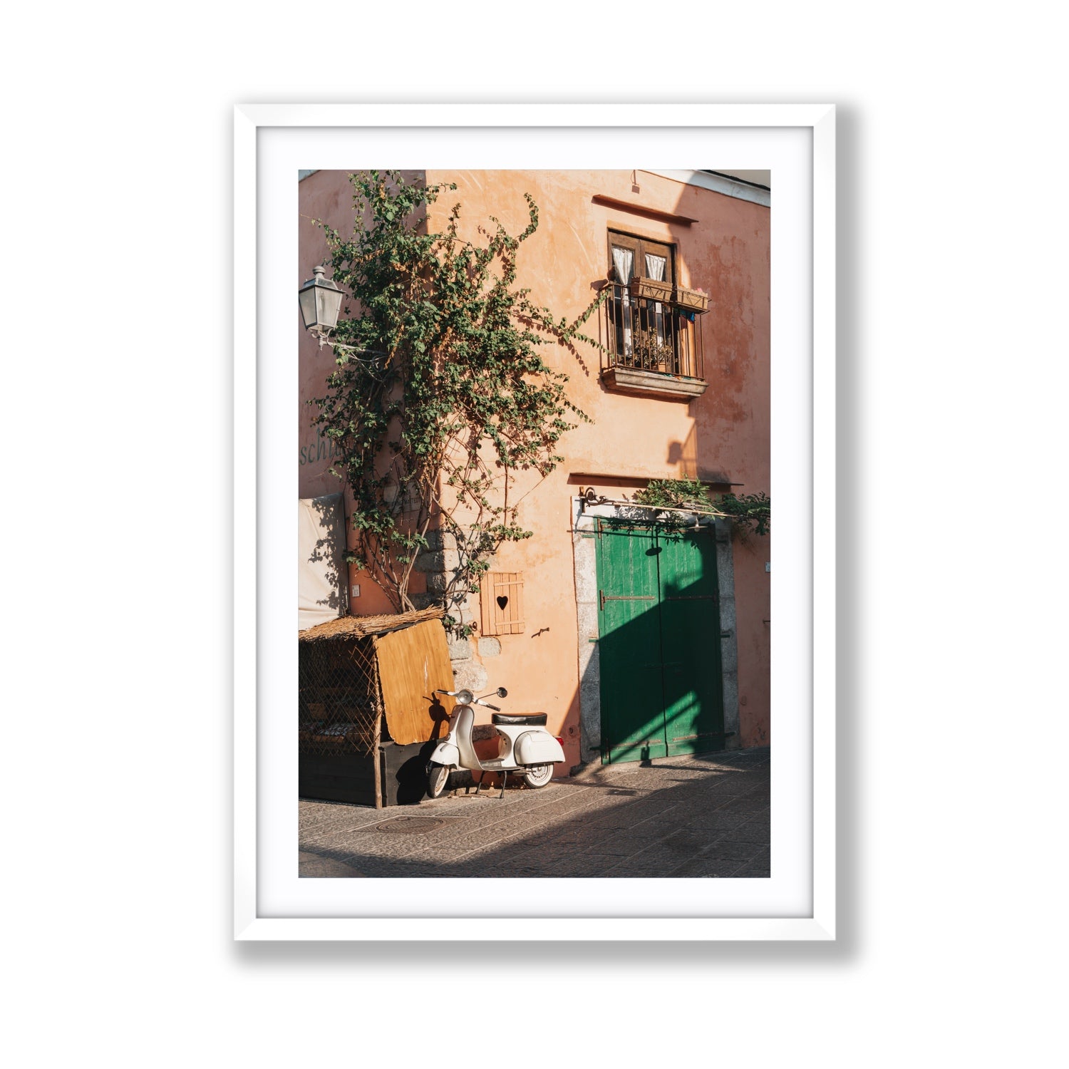 La Casa Ischia Italian Mediterranean decor wall art Giant fine art print in white frame with matboard