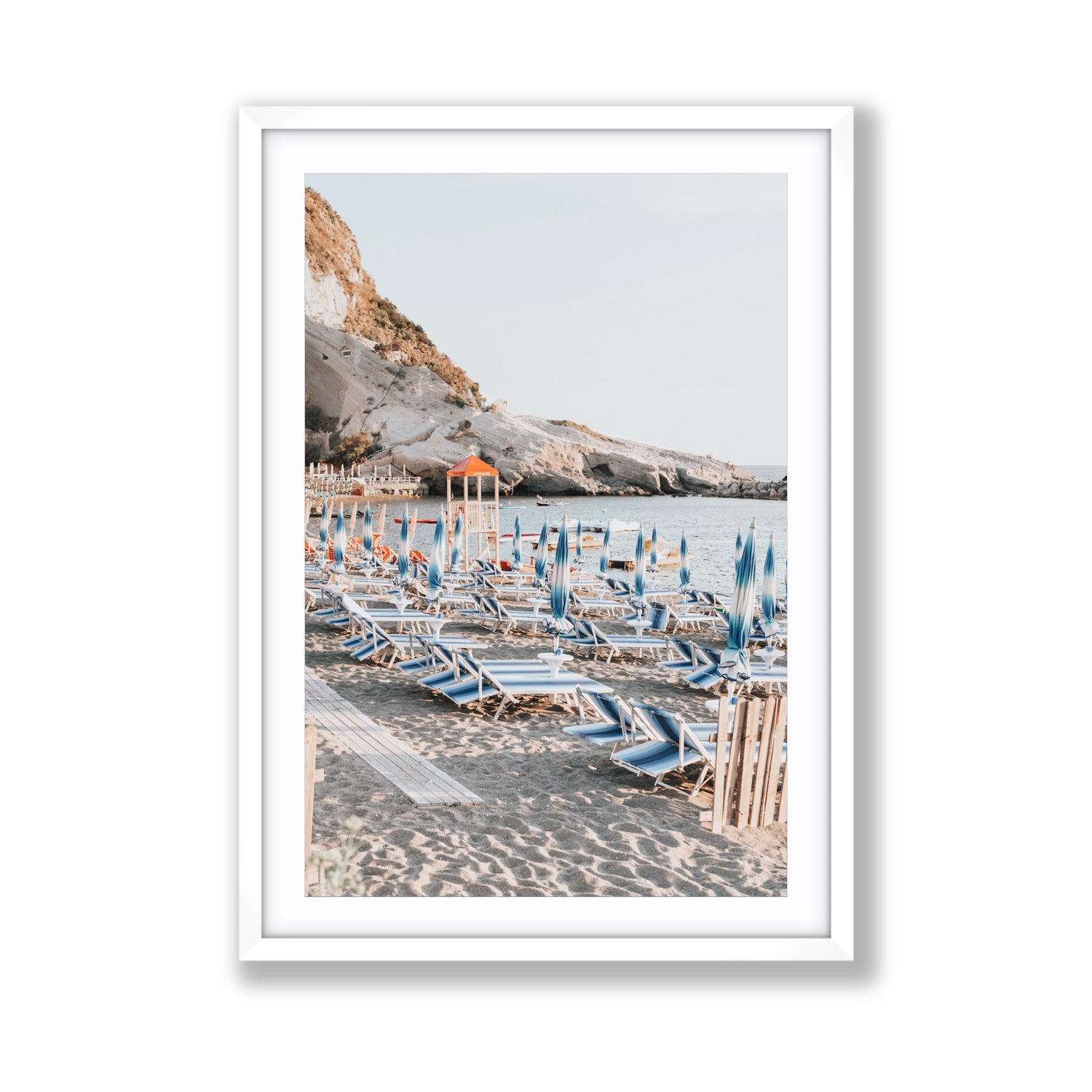 The Golden Hour Ischia Italian coastal wall art Giant fine art print in white frame with matboard