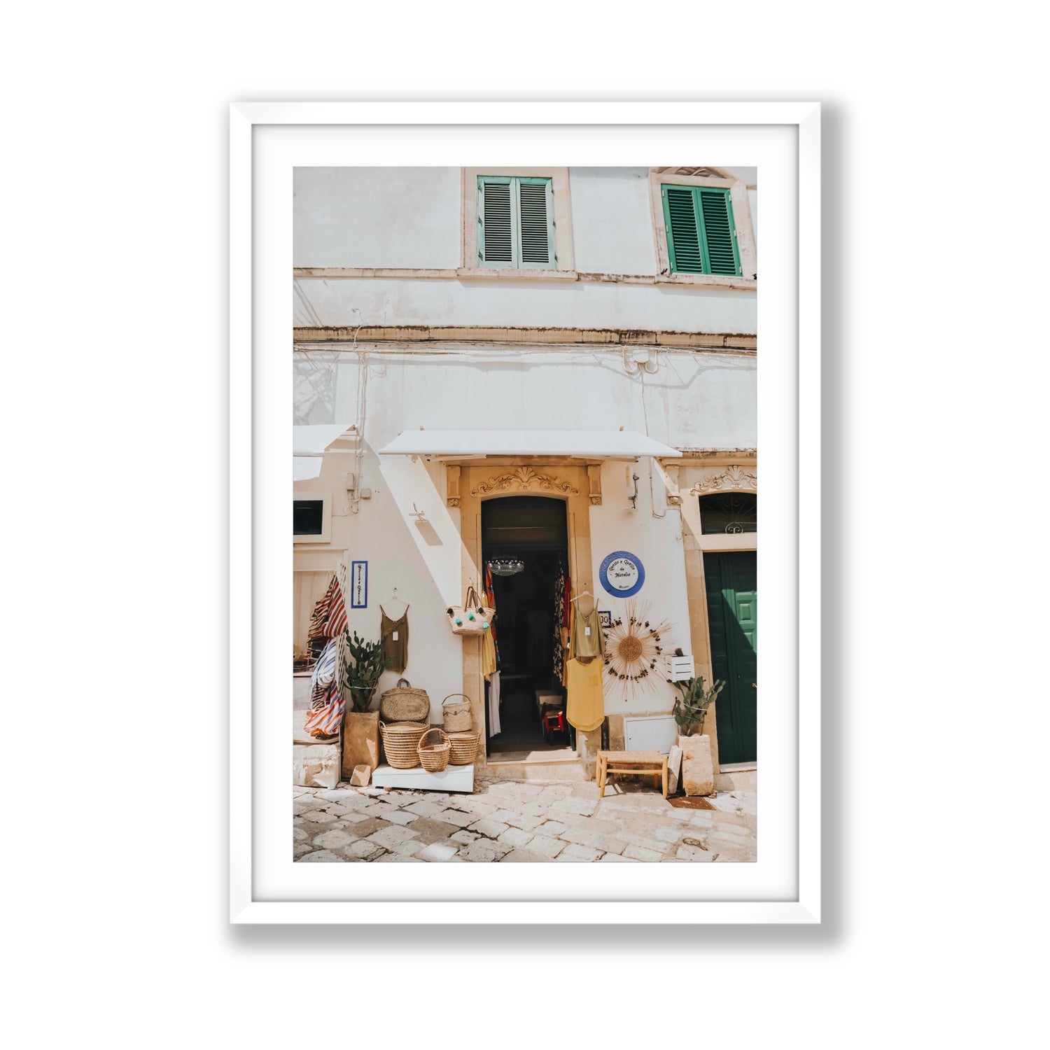 Artisan Ambience Puglia Italian wall art Giant fine art print in white frame with matboard