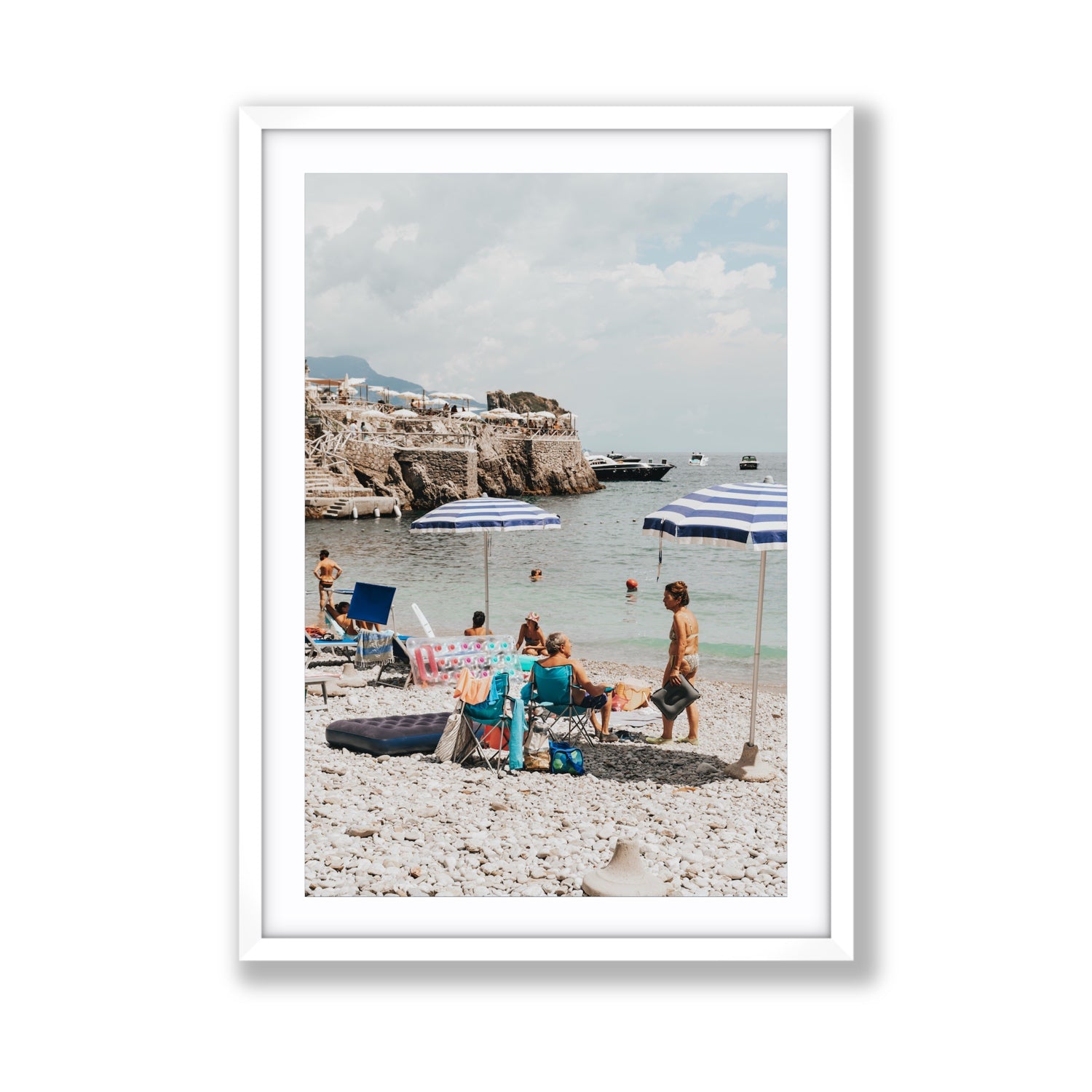 Couple Goals Nerano Amalfi Coast coastal wall art Giant fine art print in white frame with matboard