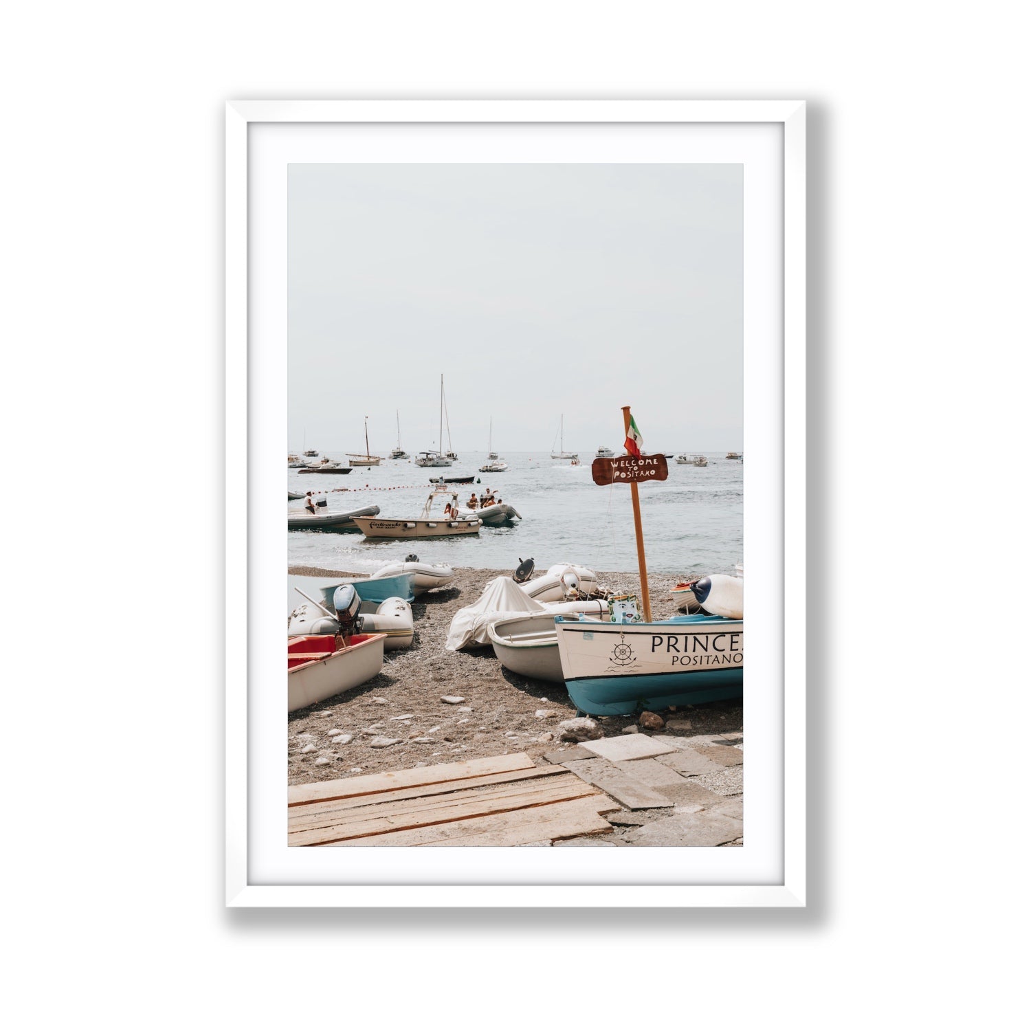 Coming Home fine art print, Positano, Italy, Giant, White Frame · Matboard, Fine Art Print