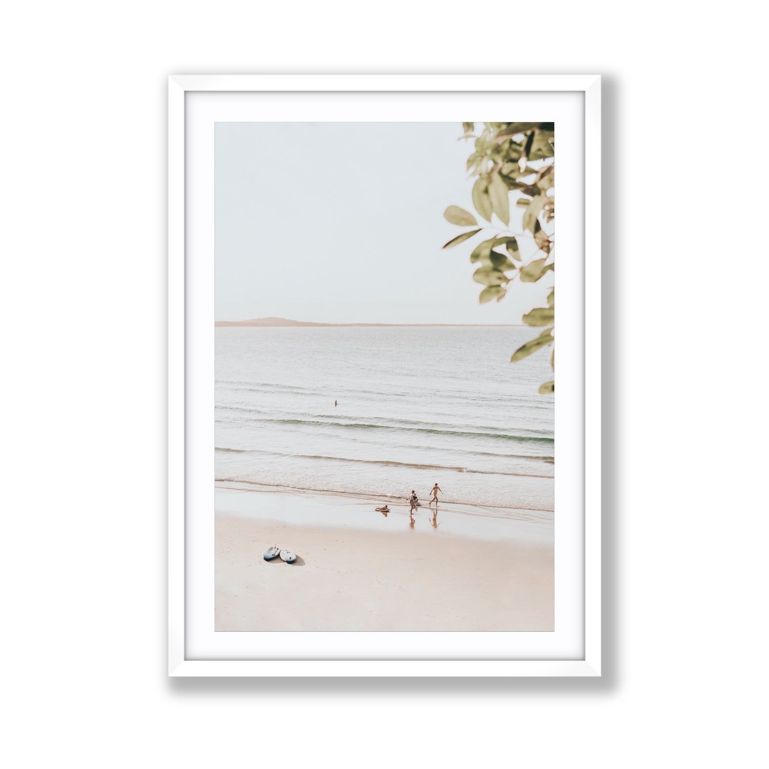 Walking On Sunshine fine art print, Noosa, Australia, coastal scenes artwork, Giant, White Frame · Matboard, Fine Art Print