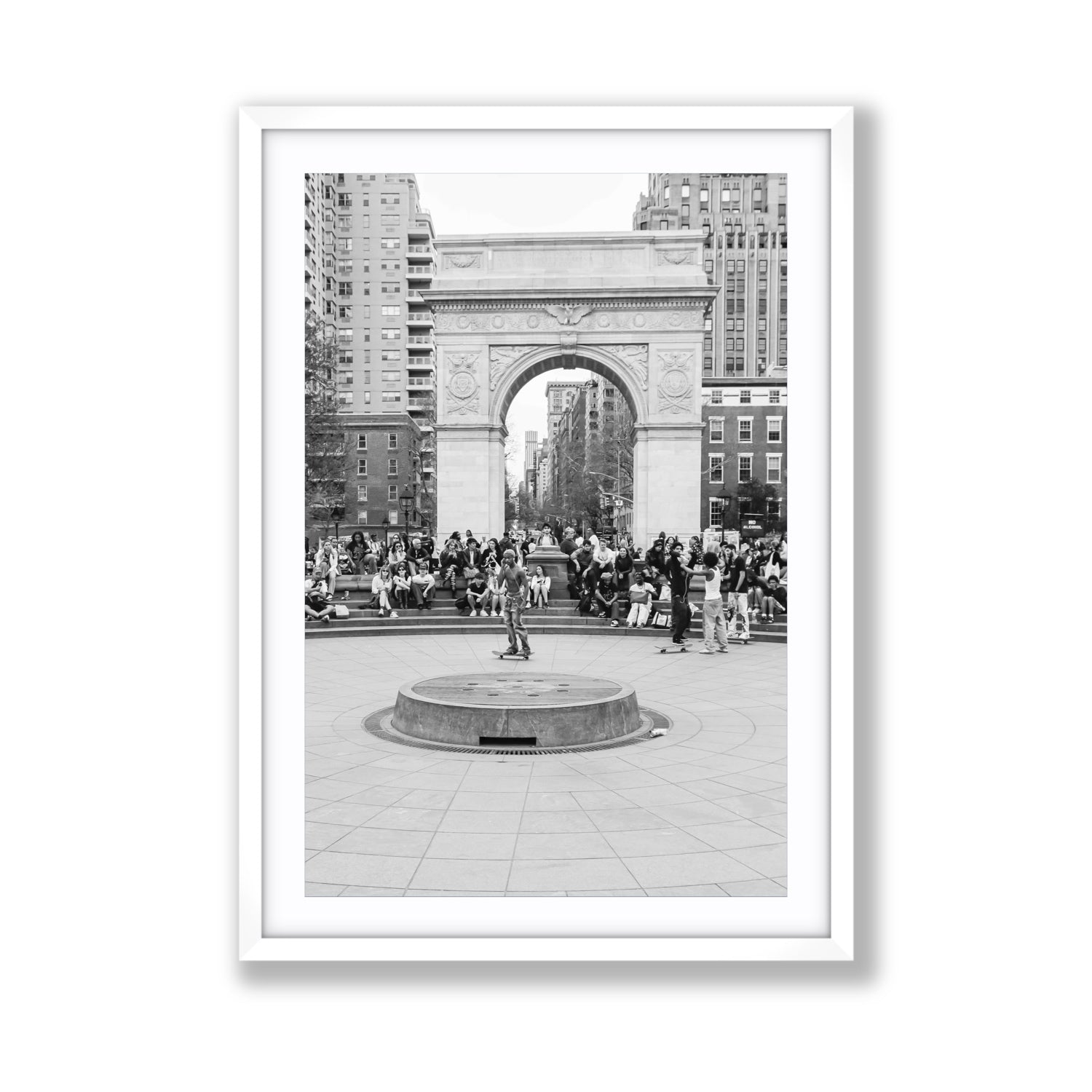 Concrete Conqueror New York NYC Skateboard wall art Giant fine art print in white frame with matboard