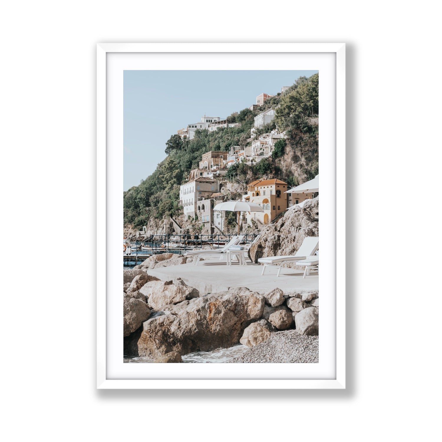 Dolce Coast Amalfi travel photography wall art giant fine art print in white frame with matboard