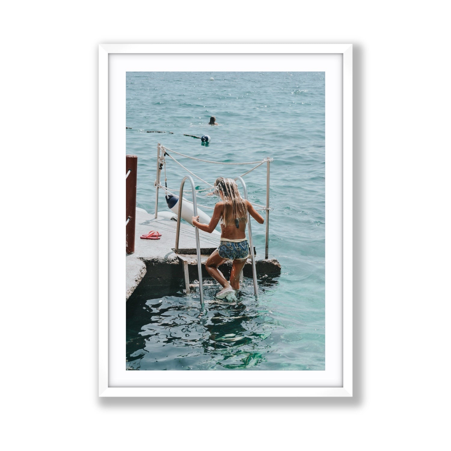 Little Mermaid Capri Mediterranean wall art Giant fine art print in white frame with matboard