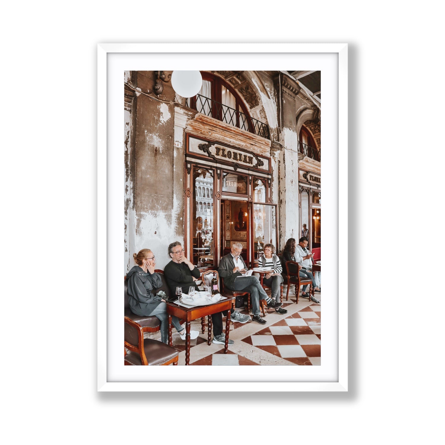 Tea Room Venice Italian wall art Giant fine art print in white frame with matboard
