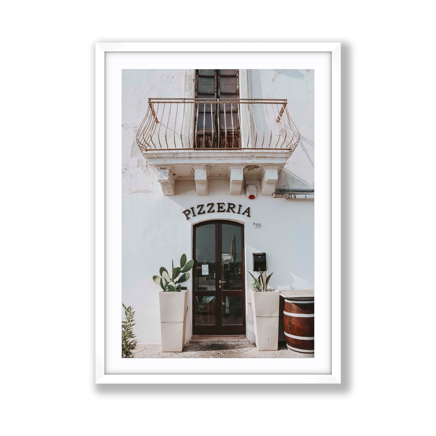 Pizzeria Puglia Italian wall art Giant fine art print in white frame with matboard
