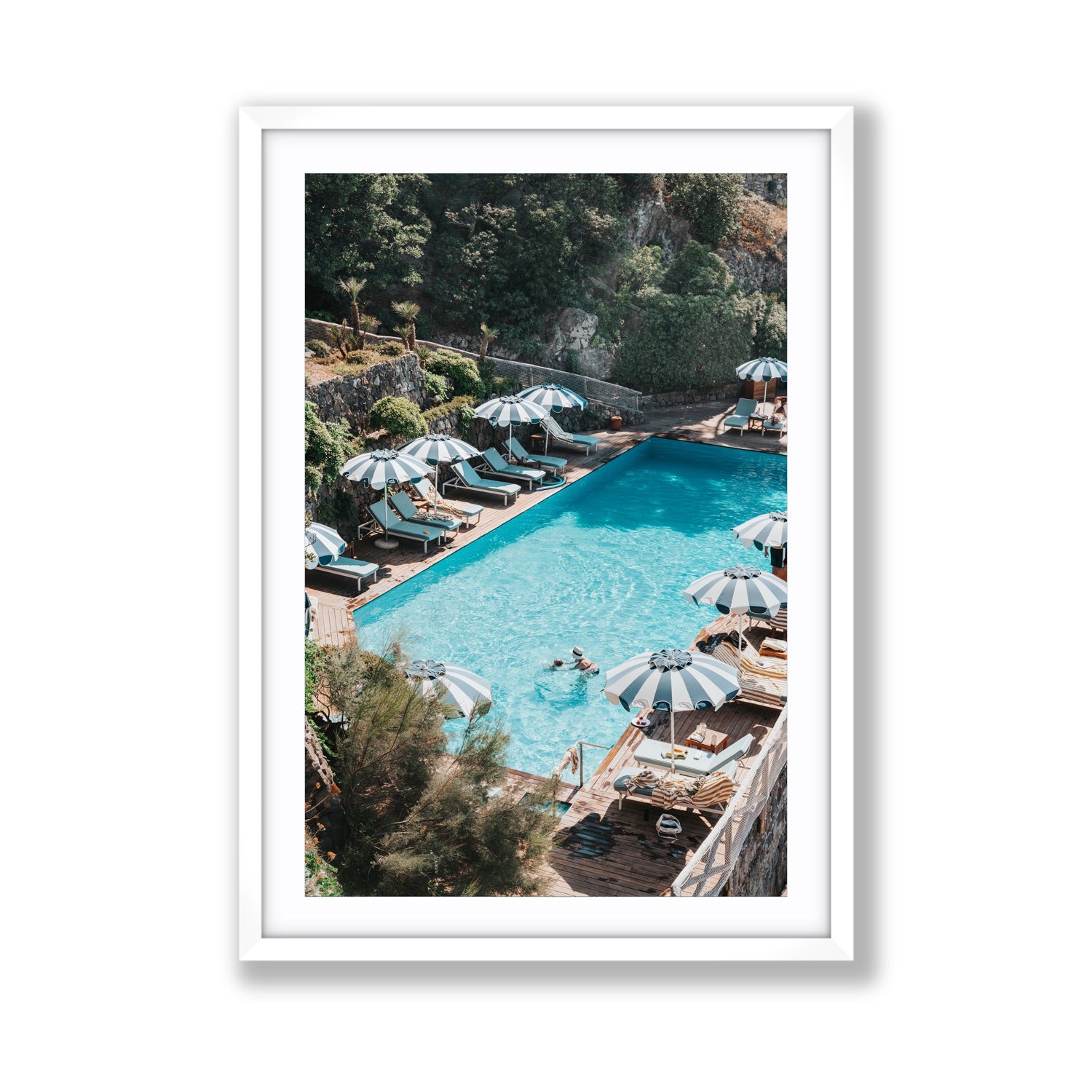 Poolside Paradise fine art print, Ischia, Italy, Giant, White Frame · Matboard, Fine Art Print