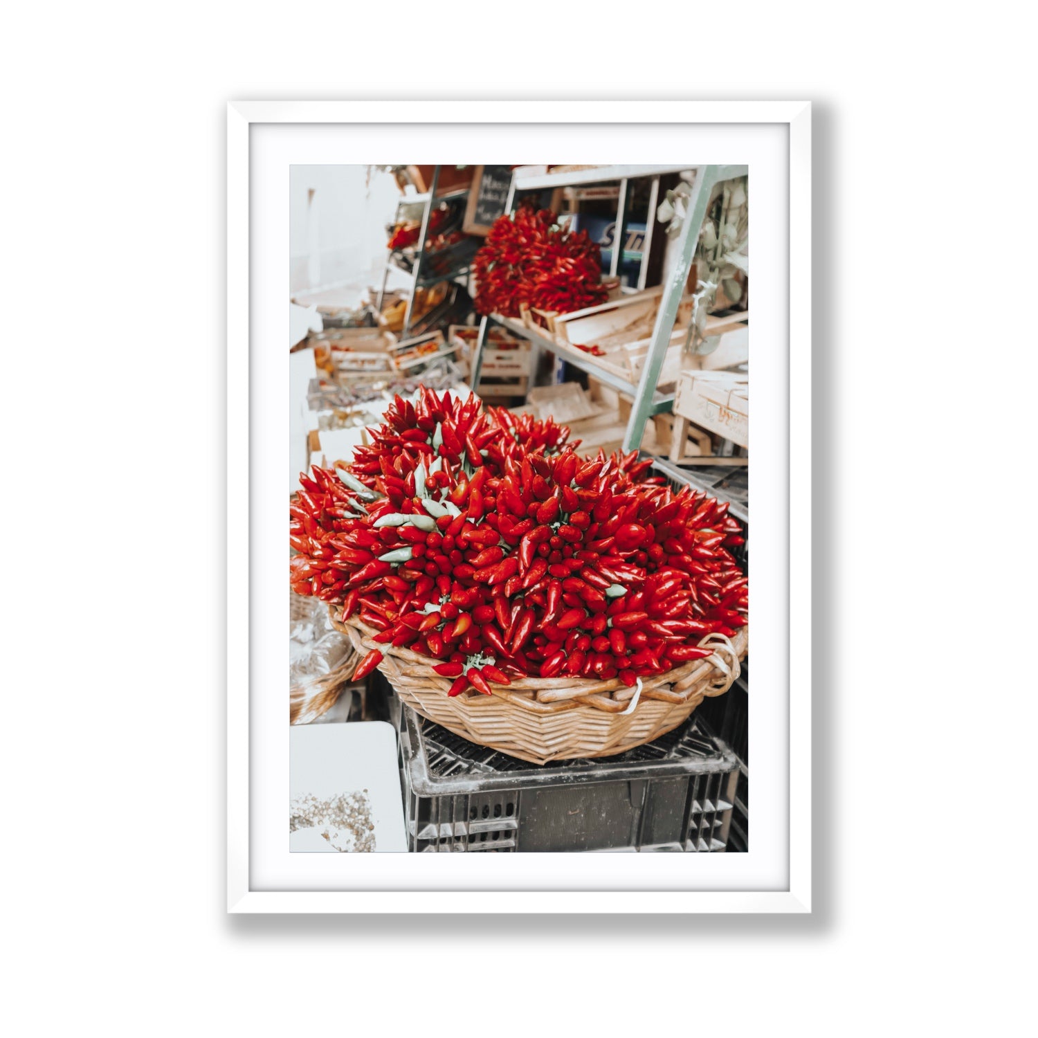 Spicy Bunch Puglia Italian wall art Giant fine art print in white frame with matboard