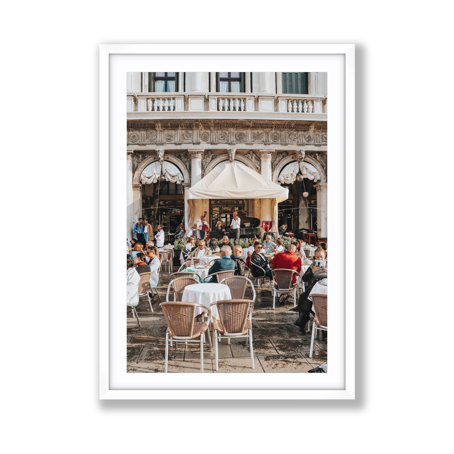 Piazza San Marco Venice Italian wall art Giant fine art print in white frame with matboard
