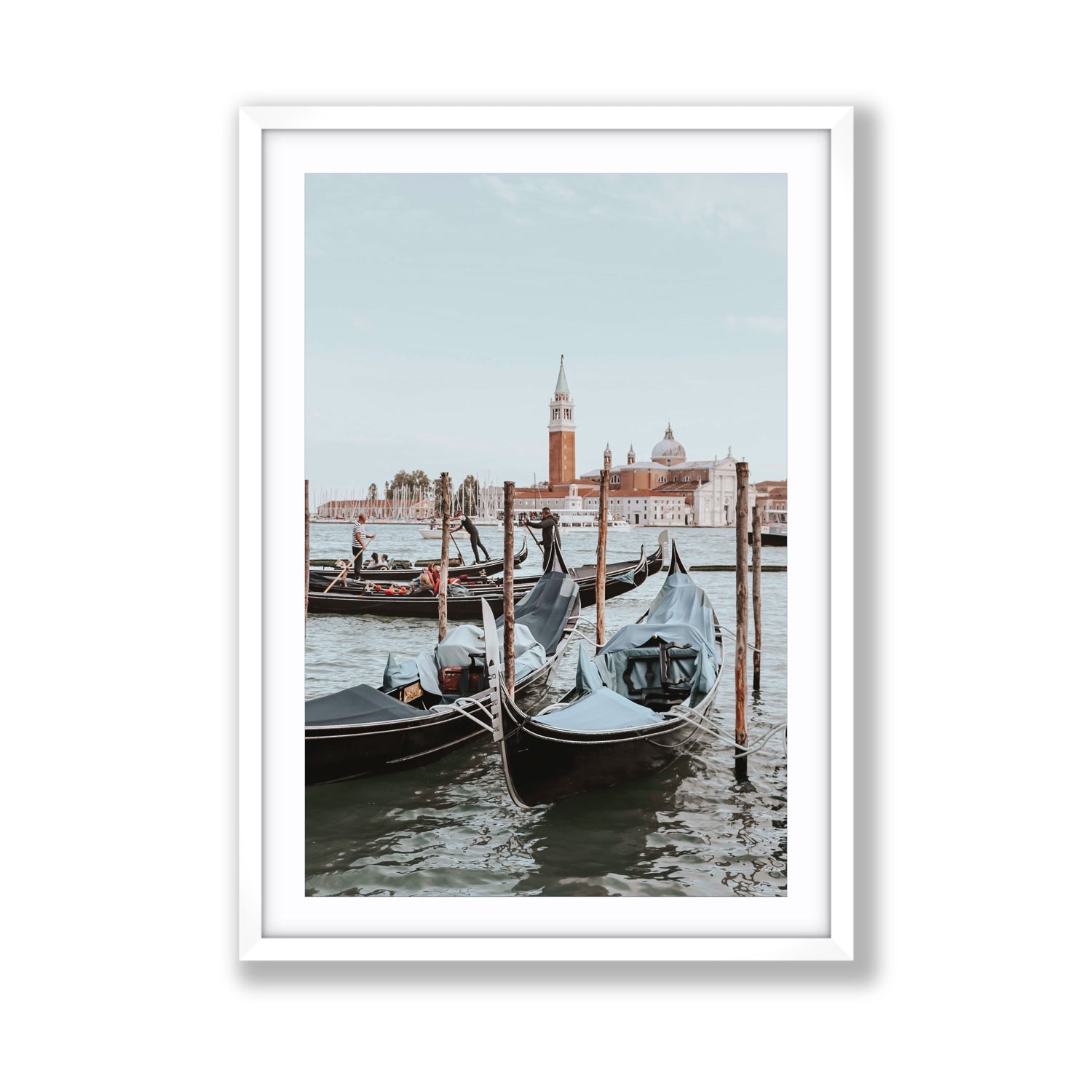 Italian Commute Venice Italian Mediterranean decor wall art Giant fine art print in white frame with matboard