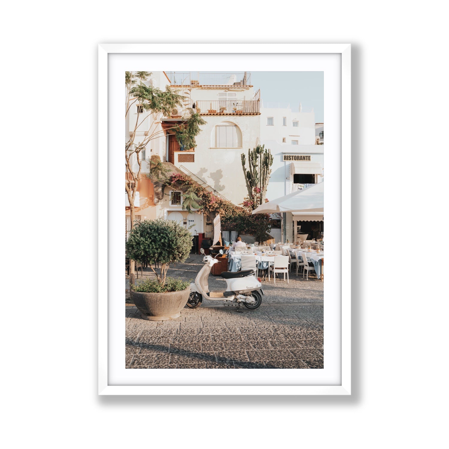 Ristorante Ischia Italian Mediterranean decor wall art Giant fine art print in white frame with matboard