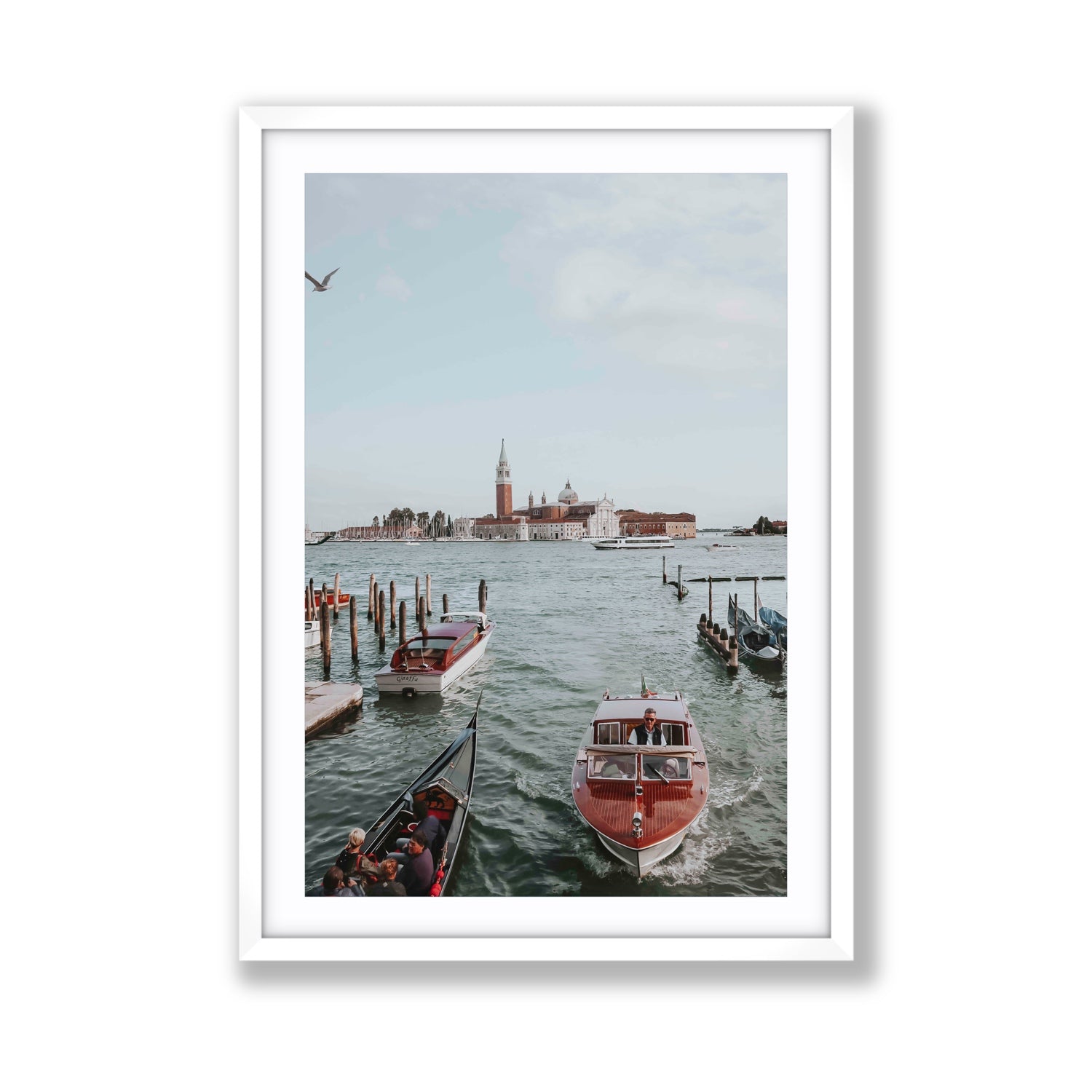 Galleggiante Venice Italian wall art Giant fine art print in white frame with matboard