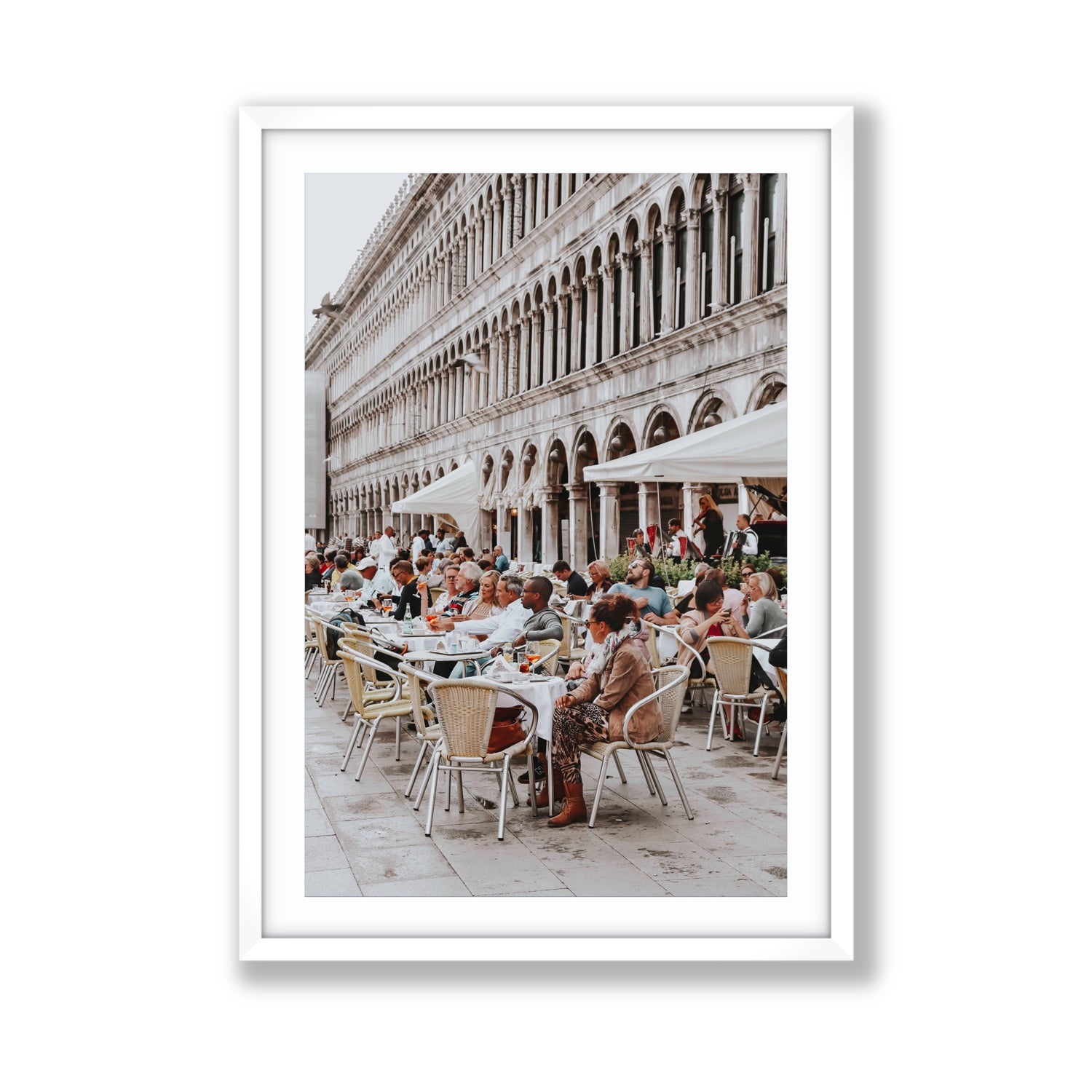 Lunchbreak Venice Italian wall art Giant fine art print in white frame with matboard