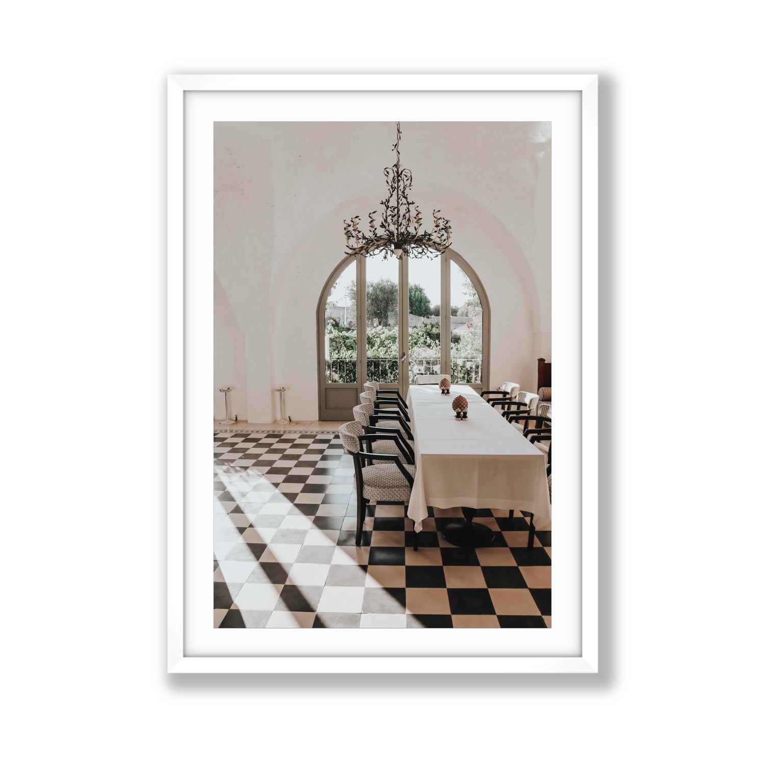 Sunbeam Feast Puglia Wall Italian fine art print Giant fine art print in white frame with matboard