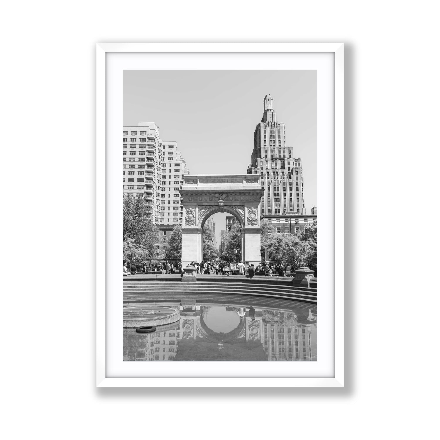 Washington Skyline New York NYC Black & White wall art Giant fine art print in white frame with matboard