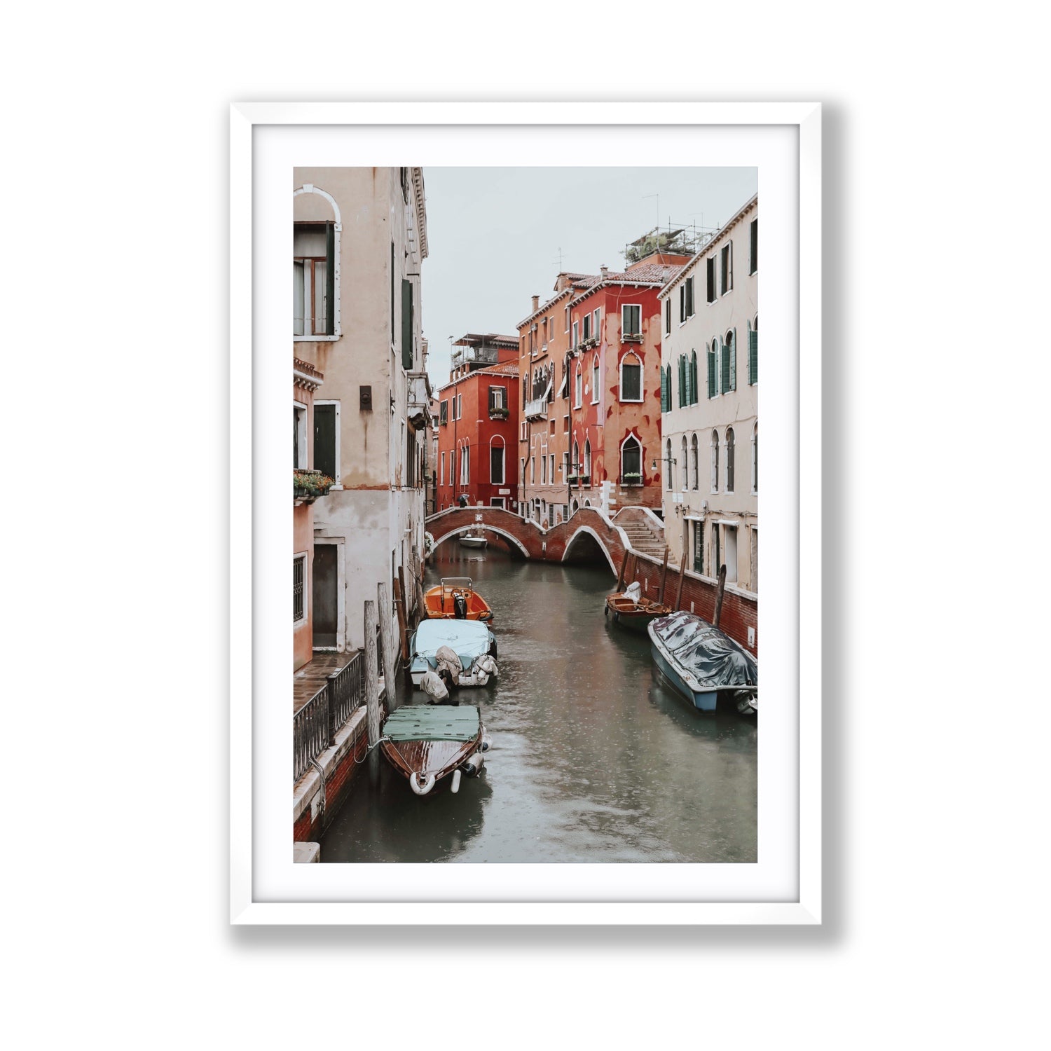 City of Water Venice Italian Mediterranean decor wall art Giant fine art print in white frame with matboard