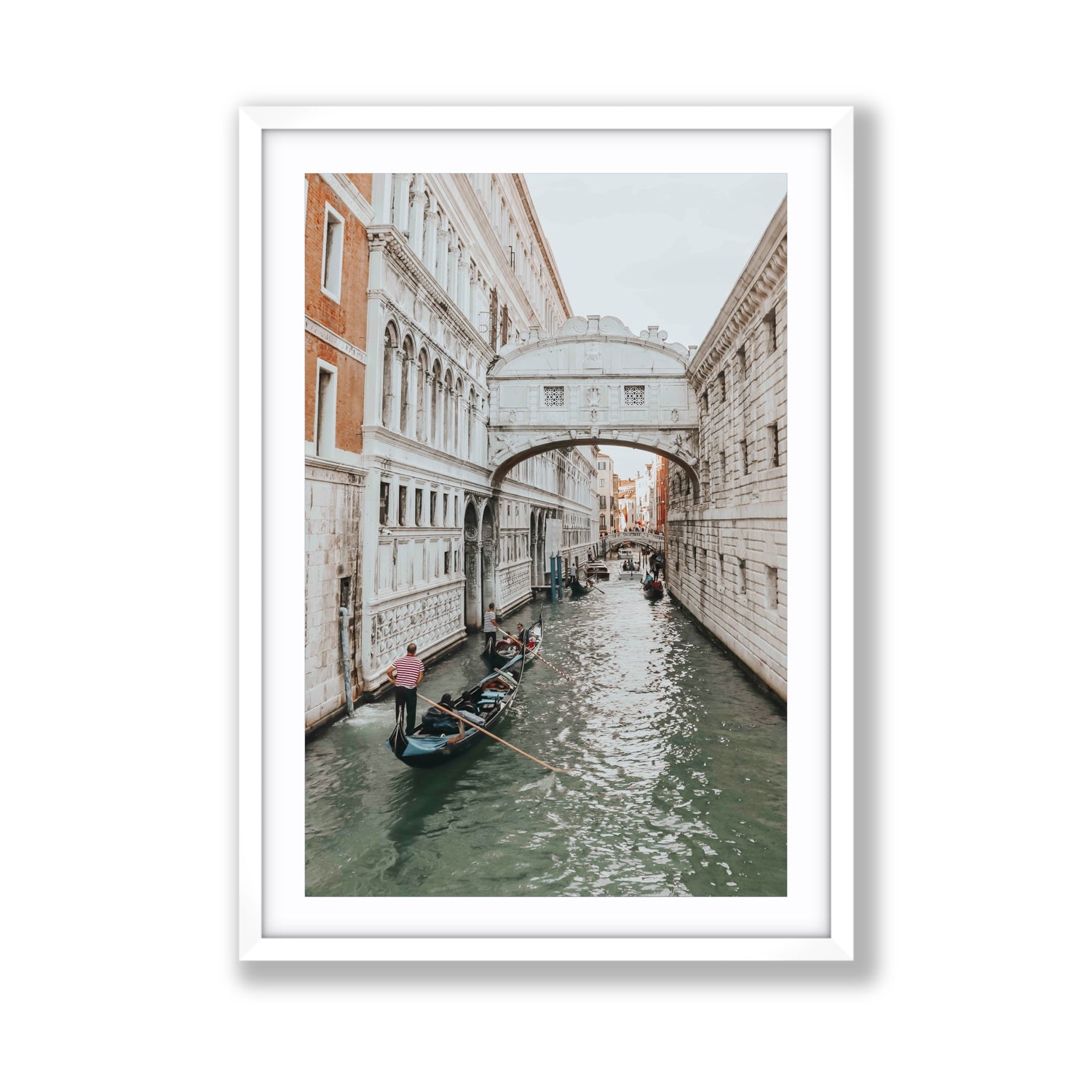 Bridge of Sighs Venice Gondola Italian wall art Giant fine art print in white frame with matboard