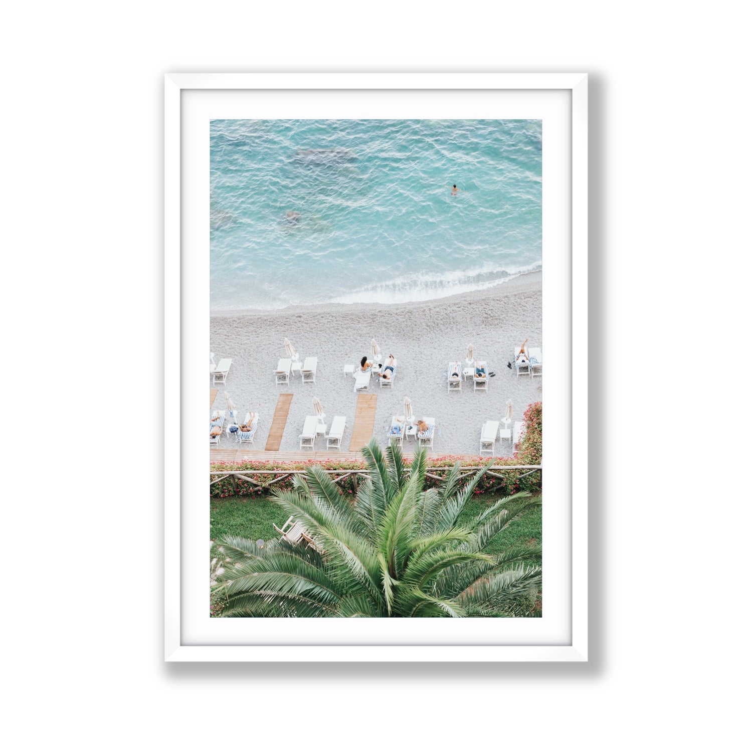 Paradiso Amalfi Mediterranean wall art Giant fine art print in white frame with matboard