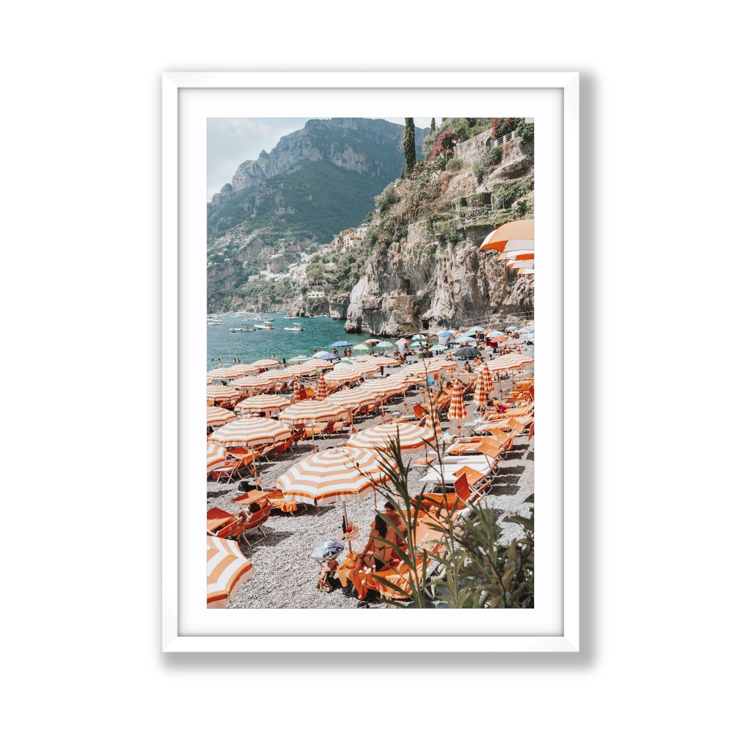 Bagni d'Arienzo Positano decor wall art Giant fine art print in white frame with matboard