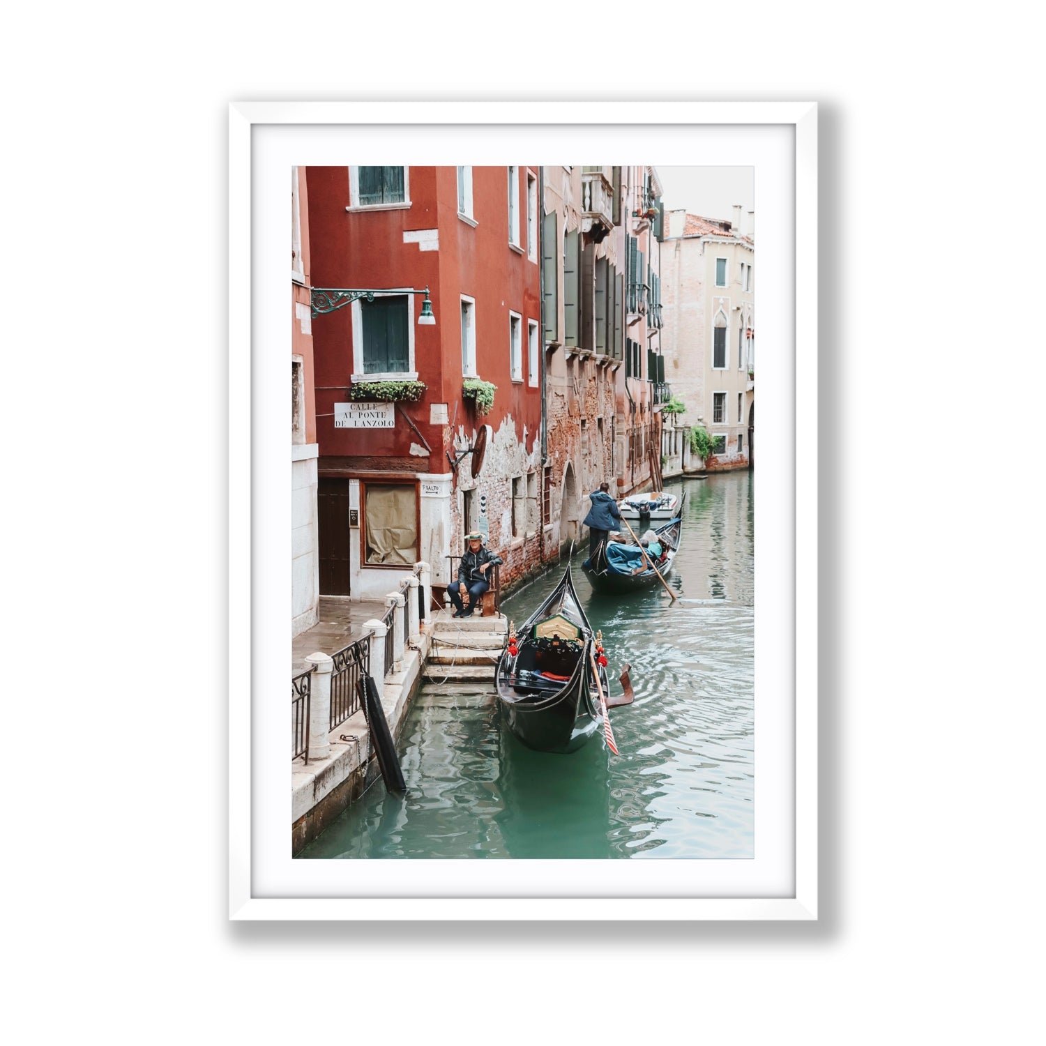 The Merchant Venice Canal Italian wall art Giant fine art print in white frame with matboard