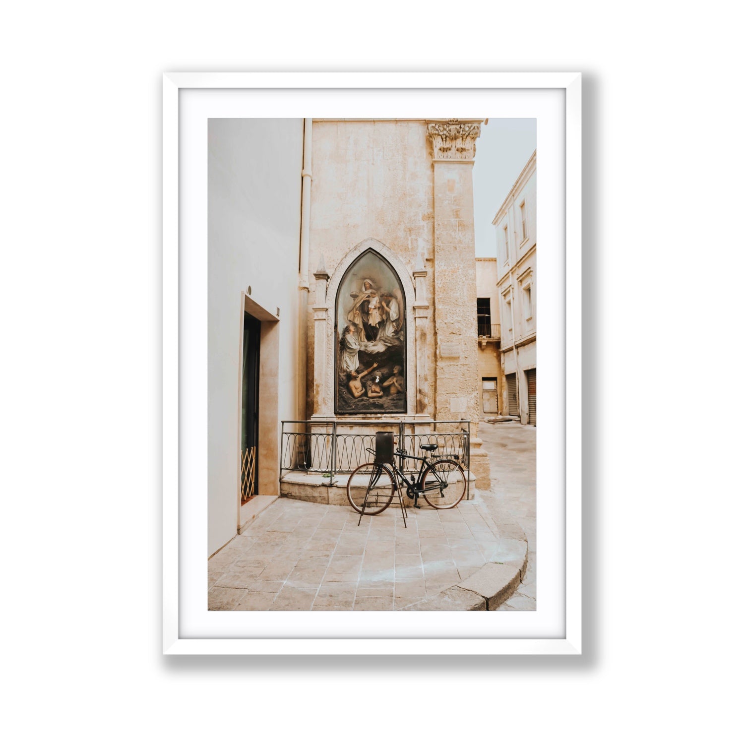 La Chiesa Puglia Otranto Italian wall art Giant fine art print in white frame with matboard