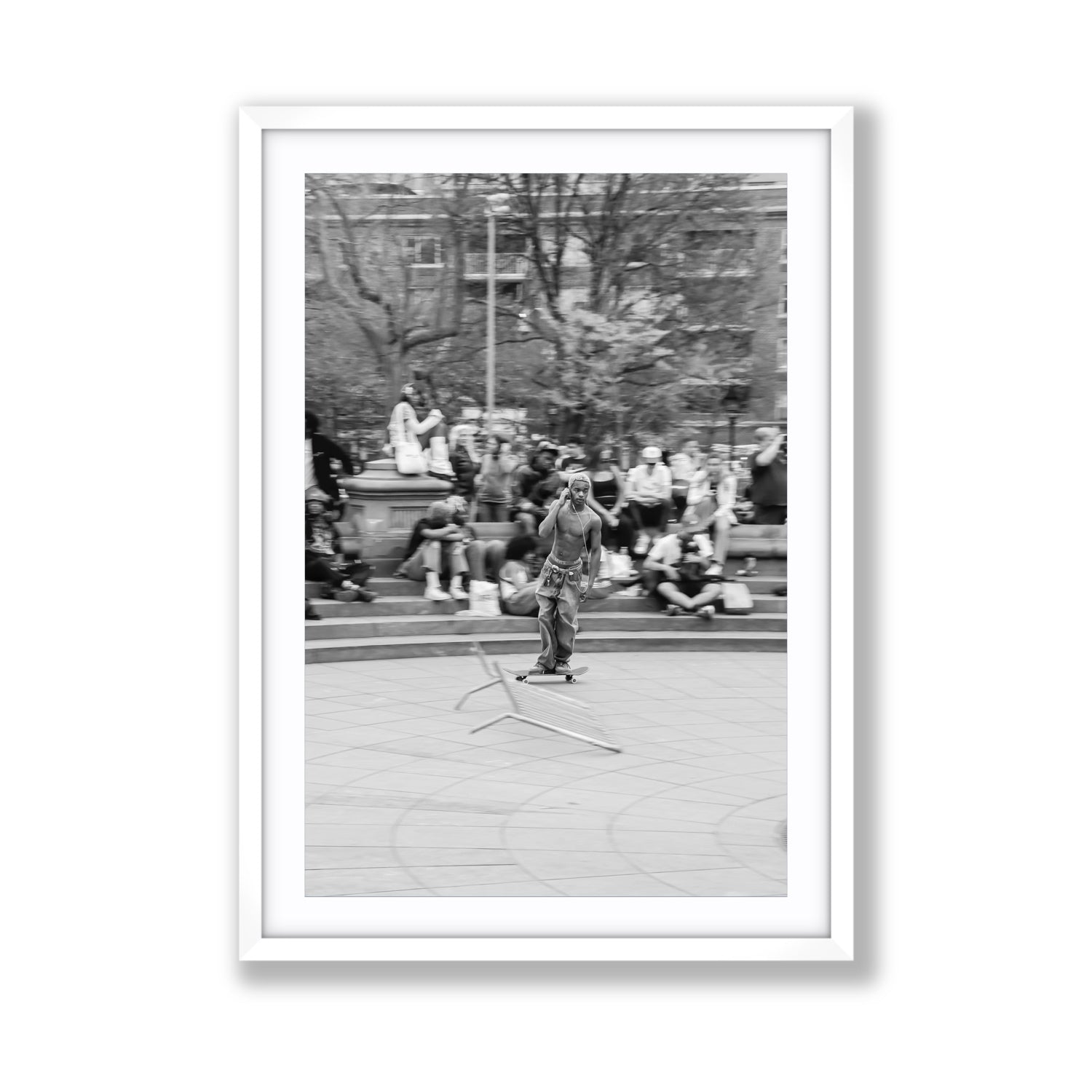 Skate Park Serenade New York NYC Black & White wall art Giant fine art print in white frame with matboard