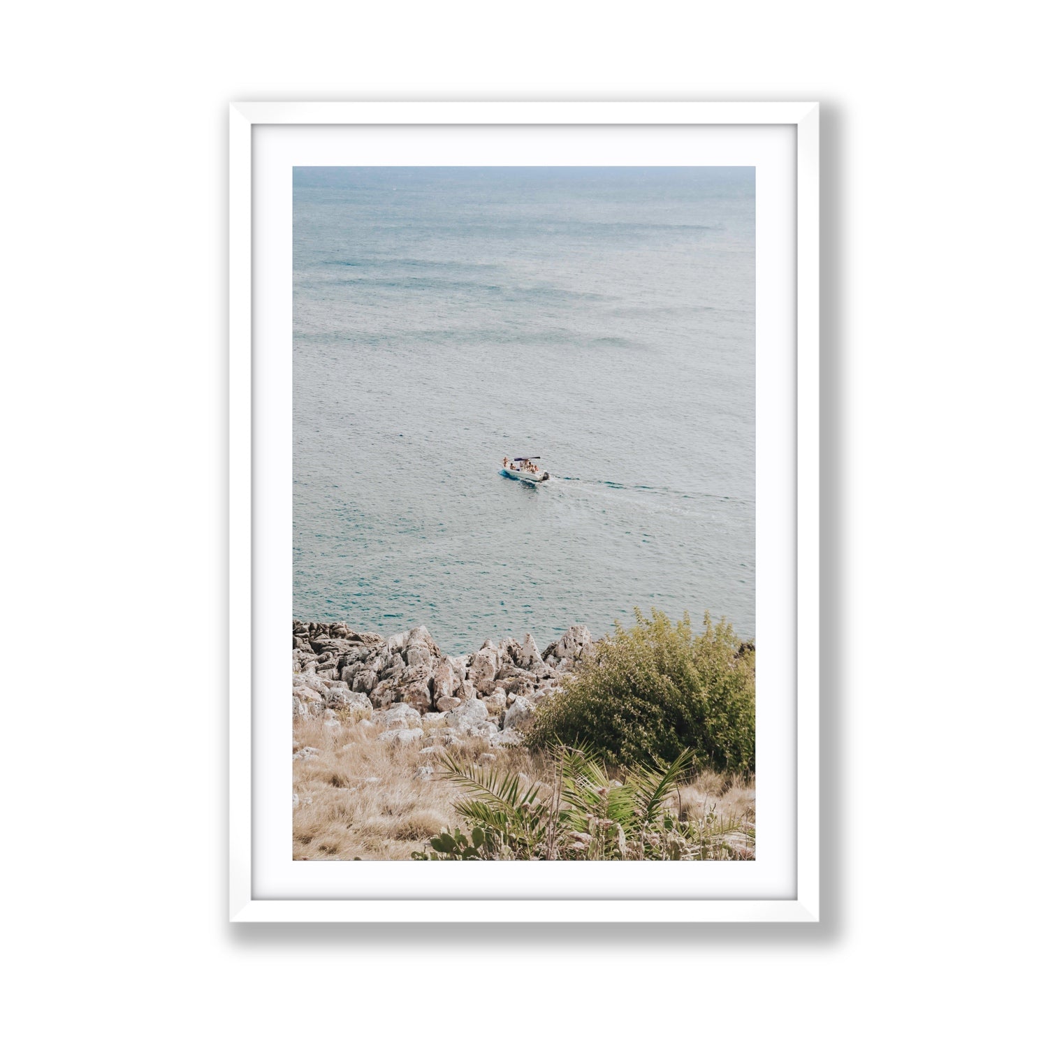 Puglian Departure Puglia coastal Italian wall art Giant fine art print in white frame with matboard