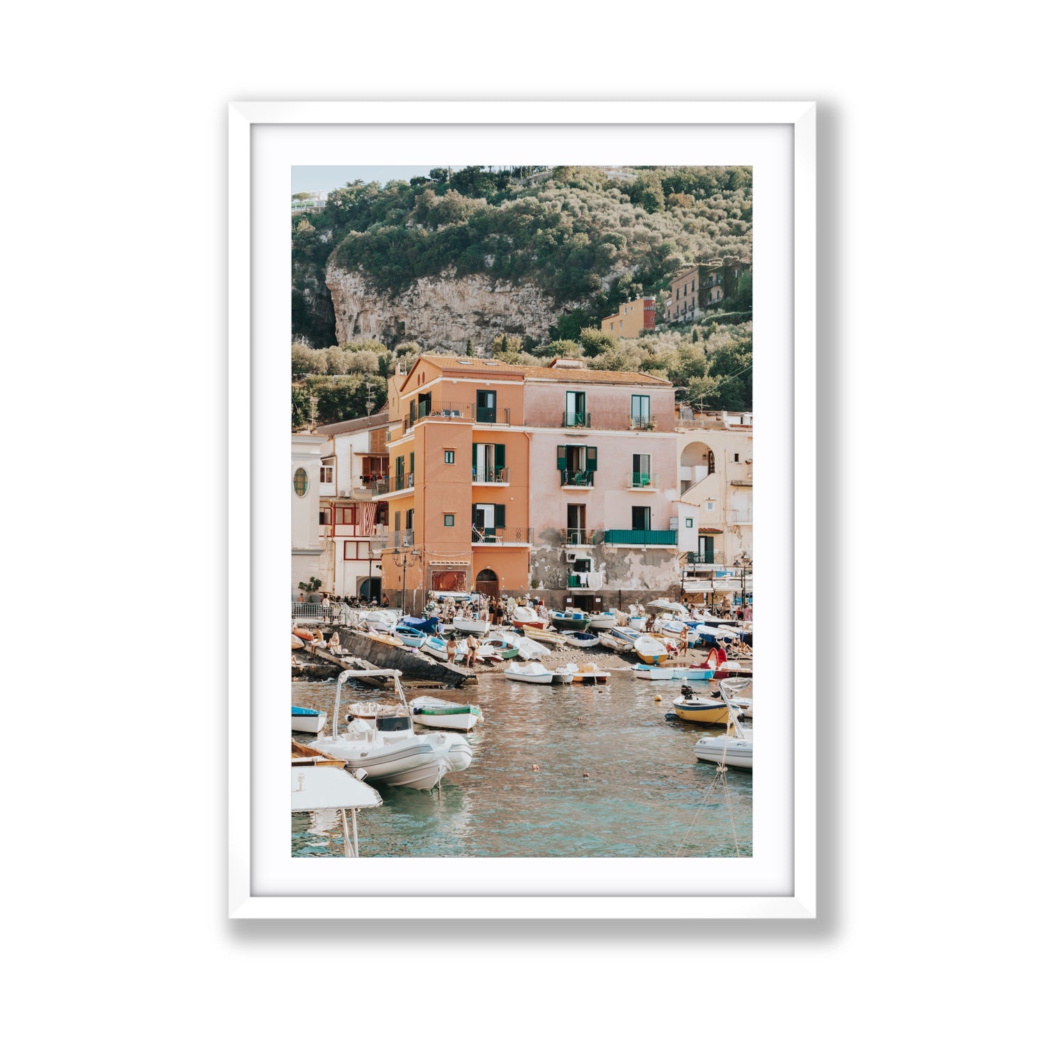 Boatyard Bliss fine art print, Sorrento, Italy, Giant, White Frame · Matboard, Fine Art Print